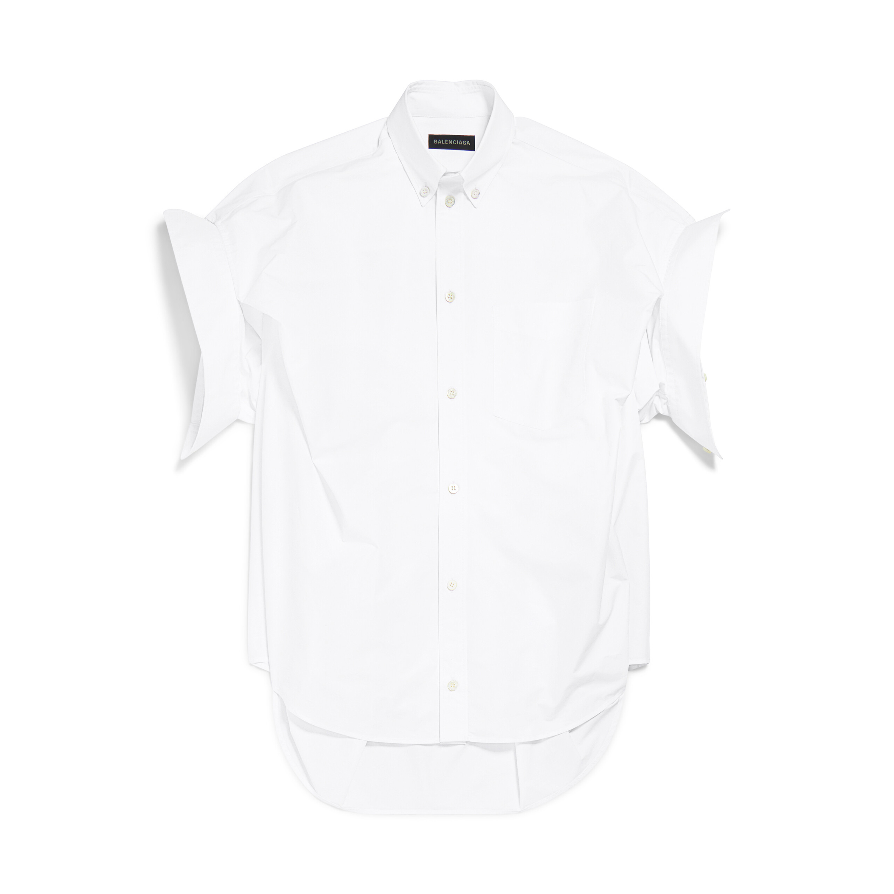 NIGO Balenciaga Men's Women's Spring Summer Autumn Lapel Fit White Cotton Poplin Round Hem Folded Sleeve Shirt Ngvp #nigo1399