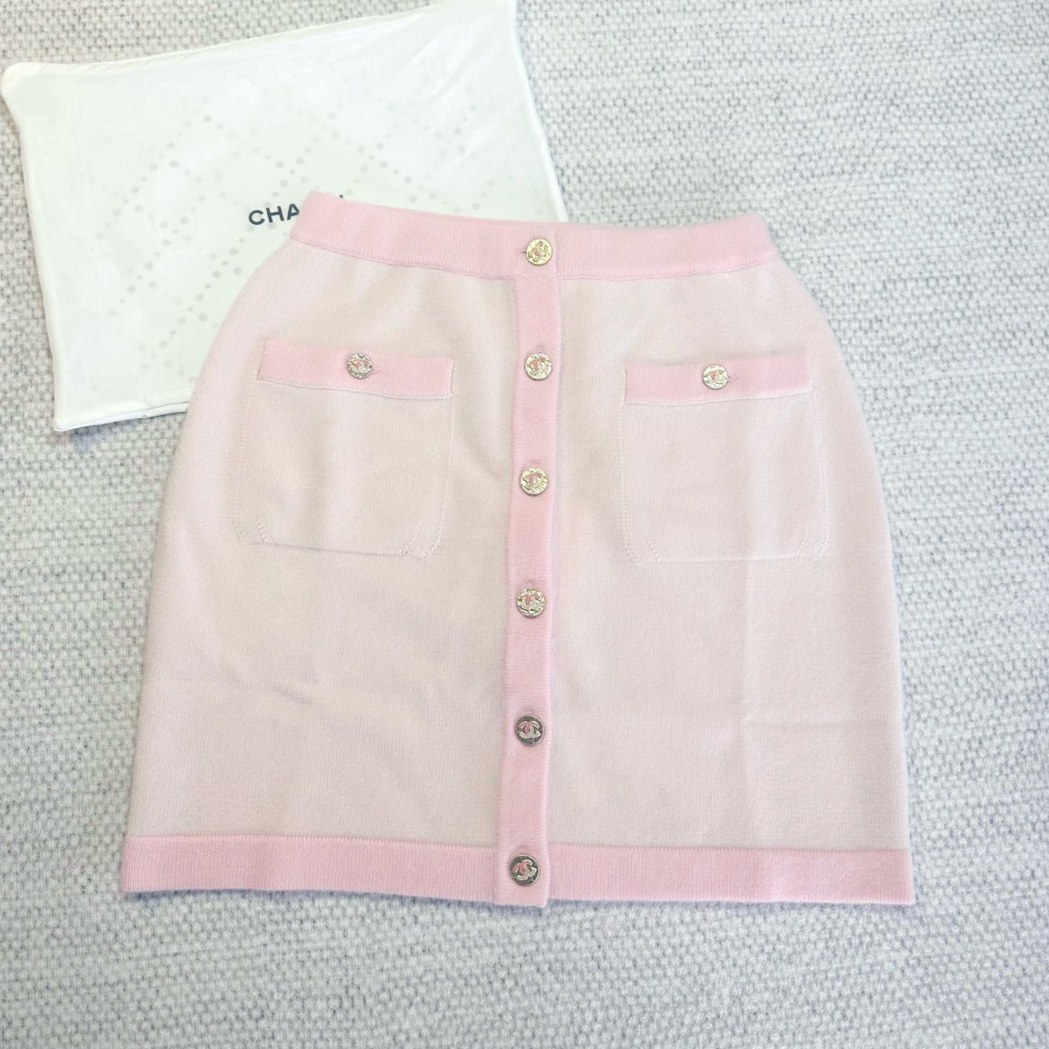 NIGO Chanel Women's Spring Summer Autumn Colorblocking Knit Button Casual Cashmere Half Skirt #nigo76223