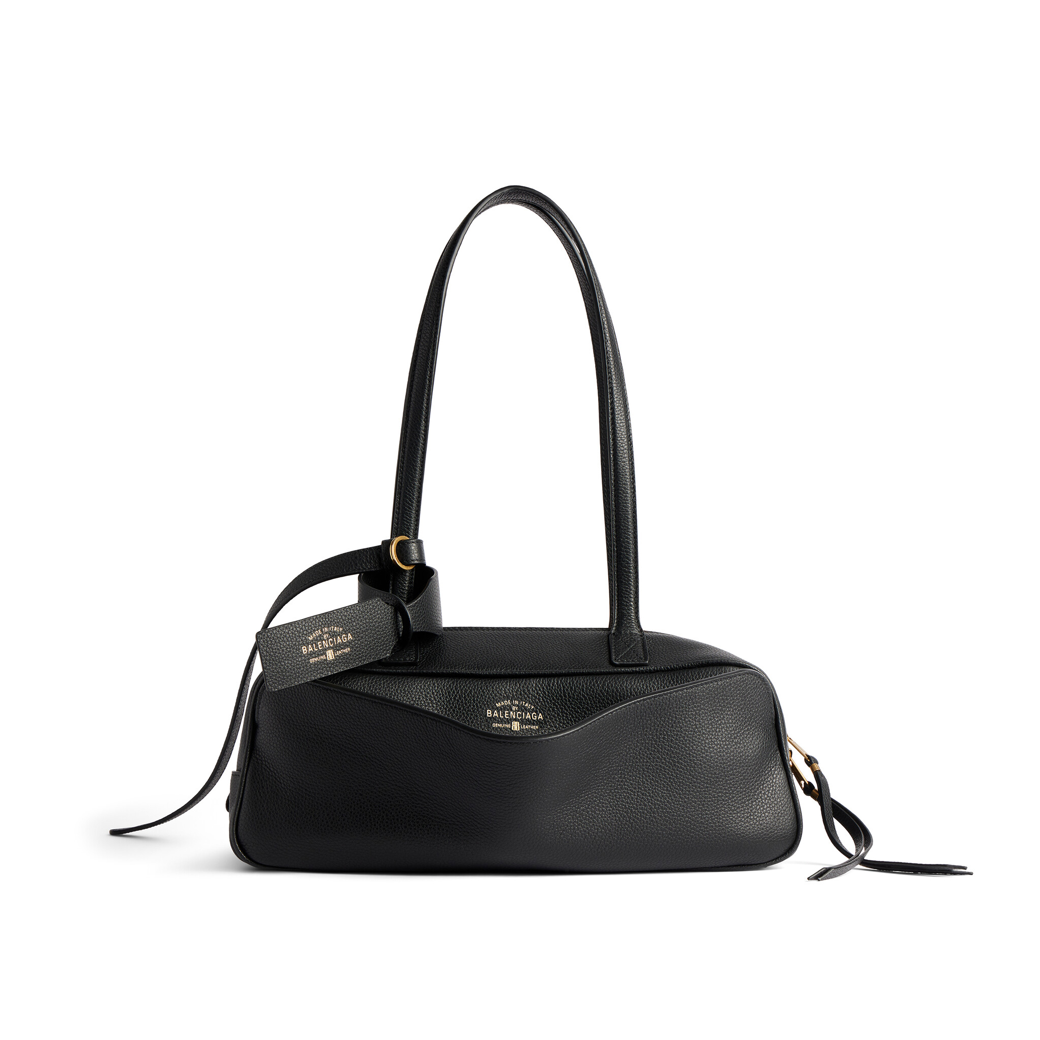 NIGO Balenciaga Men's Carrie Black Cowhide Small Bowling Bag with Aged Gold Metallic Accessories Handbag Bags #nigo76257