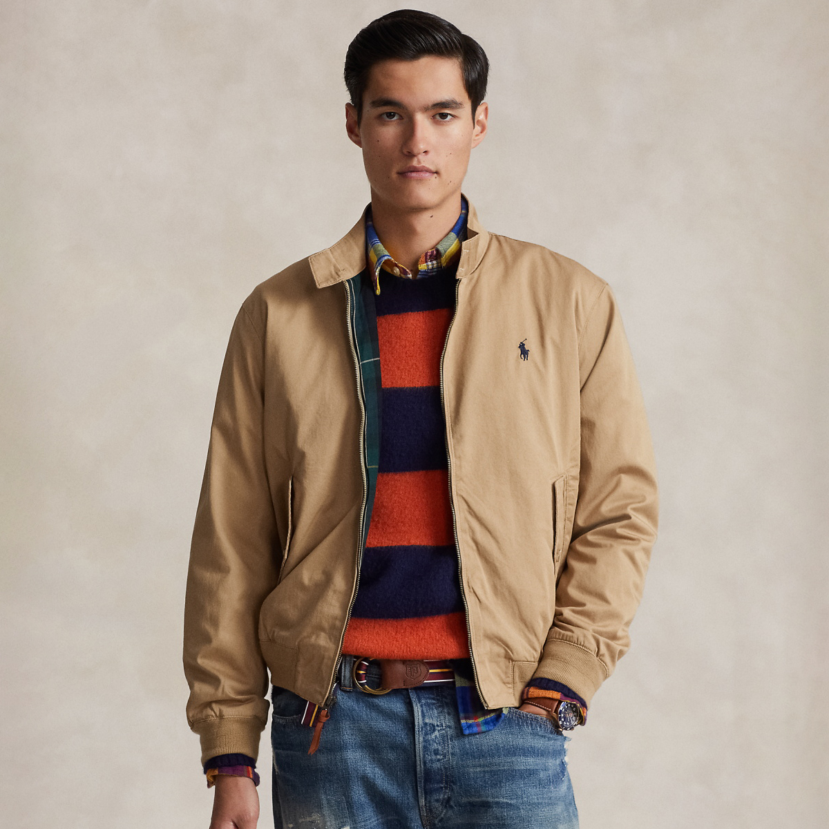 NIGO Ralph Lauren Men's Spring and Autumn Solid Color Standing Collar Zipper Long Sleeve Jacket #nigo76254