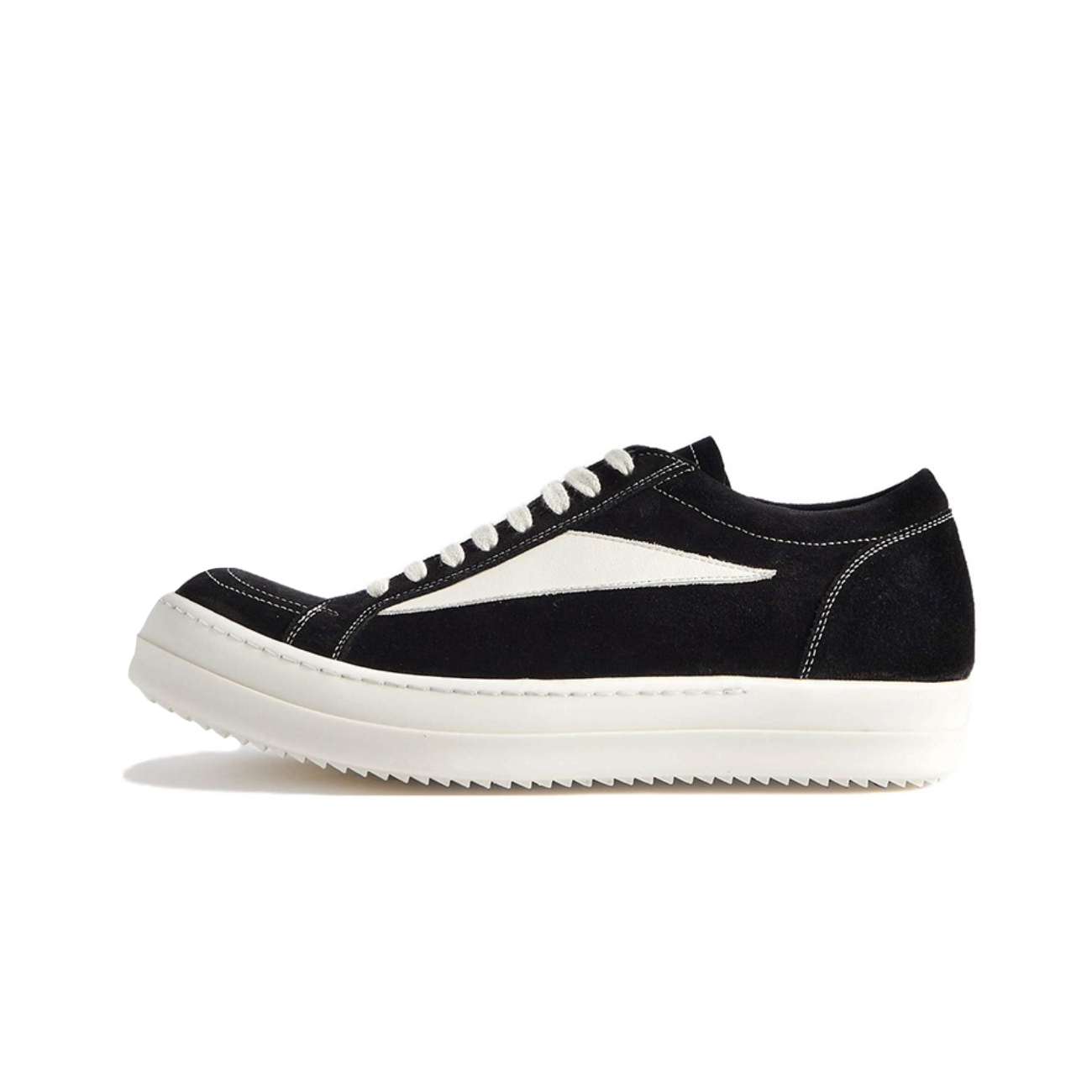 NIGO Rick Owens X Vans Men's and Women's Black and White Patchwork Leather Comfort Low Top Lace-Up Board Shoes #nigo76246