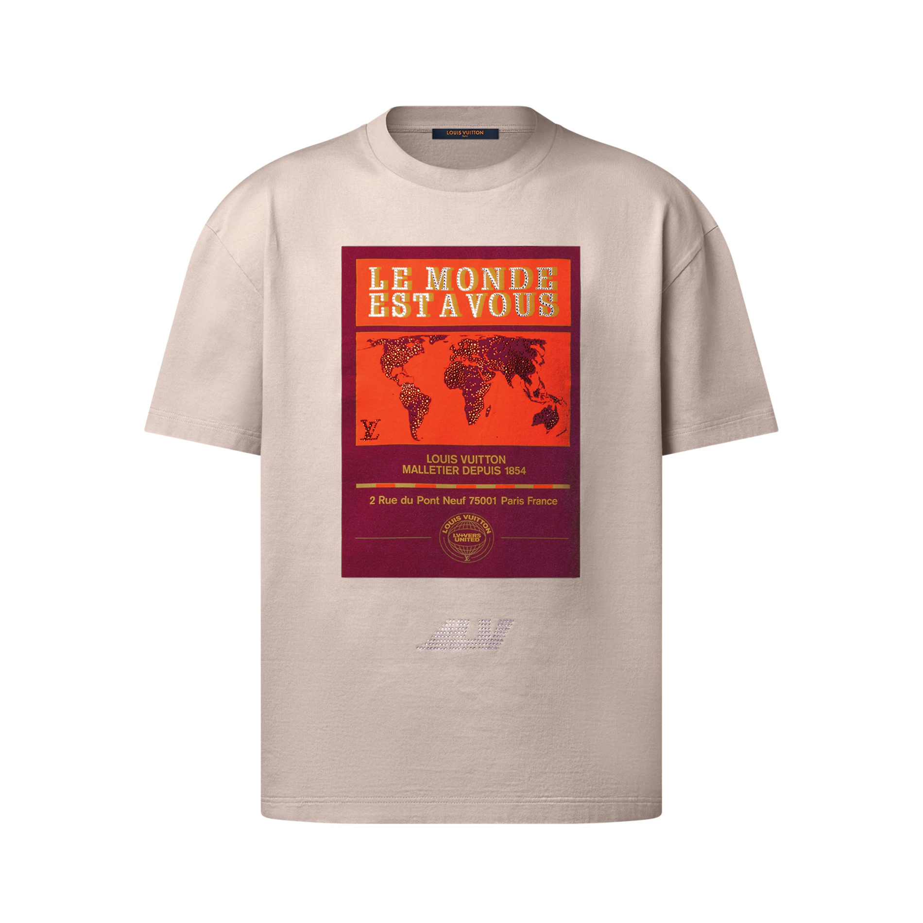 NIGO Louis Vuitton Men's Summer World Map Hot Drill Pattern Printed Cotton Round Neck Short Sleeve T-Shirt #nigo76268