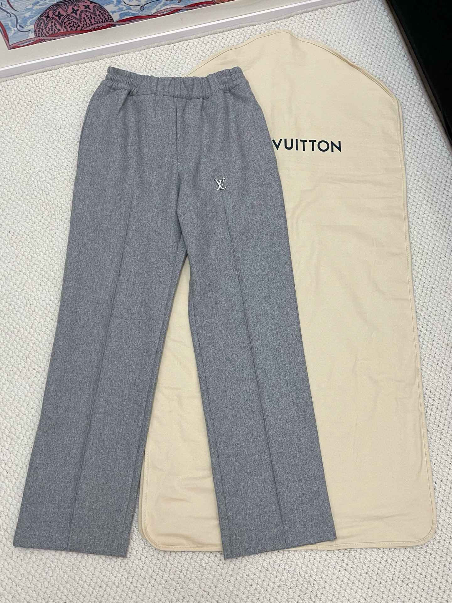 NIGO Louis Vuitton Men's Spring And Fall Solid Color Wool Fabric Drawstring Tie Casual Pants #nigo76271