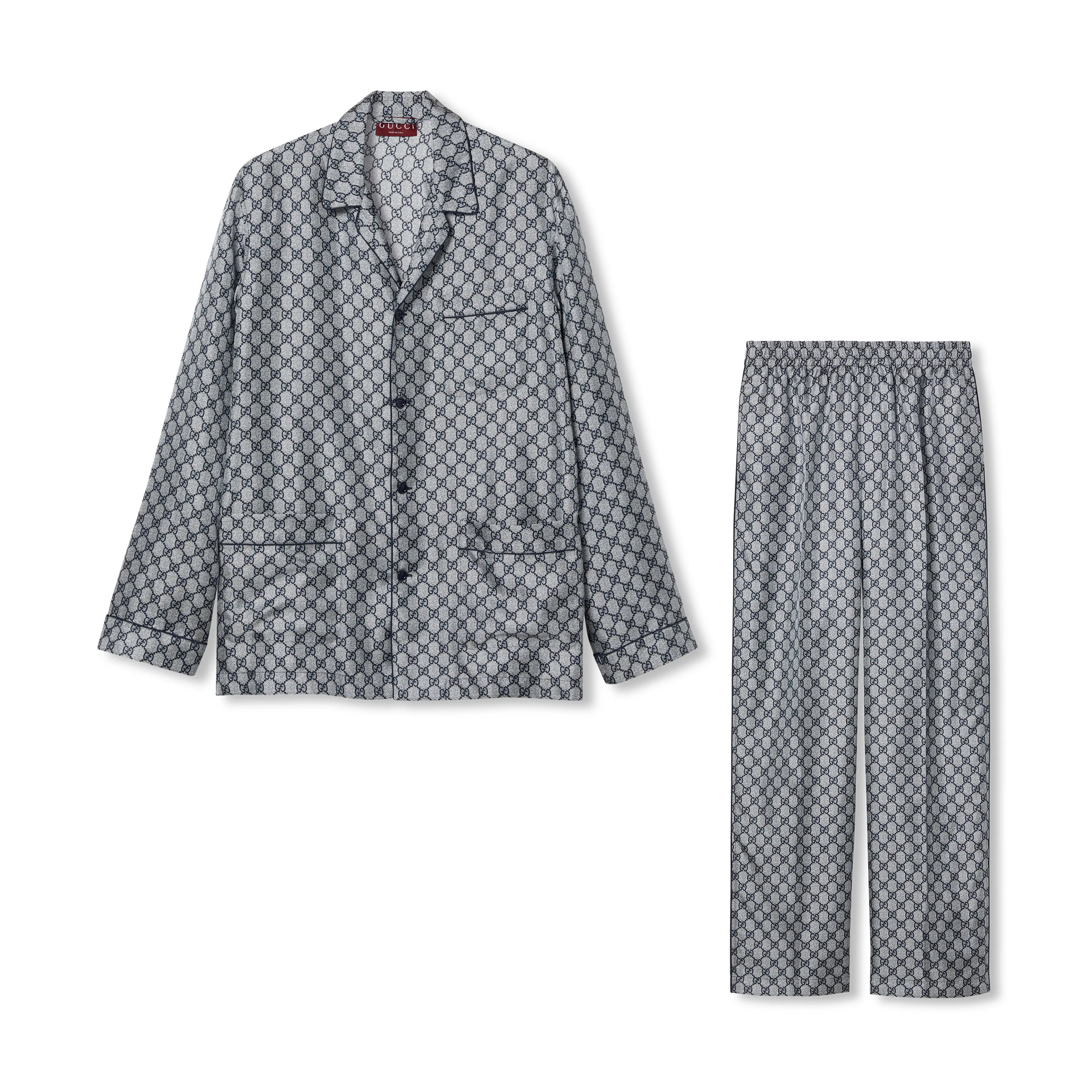 NIGO Gucci Men's Summer Solid Color Letter Print Single Breasted Long Sleeve Shirt Elastic Waist Casual Pants Set Suit #nigo76263