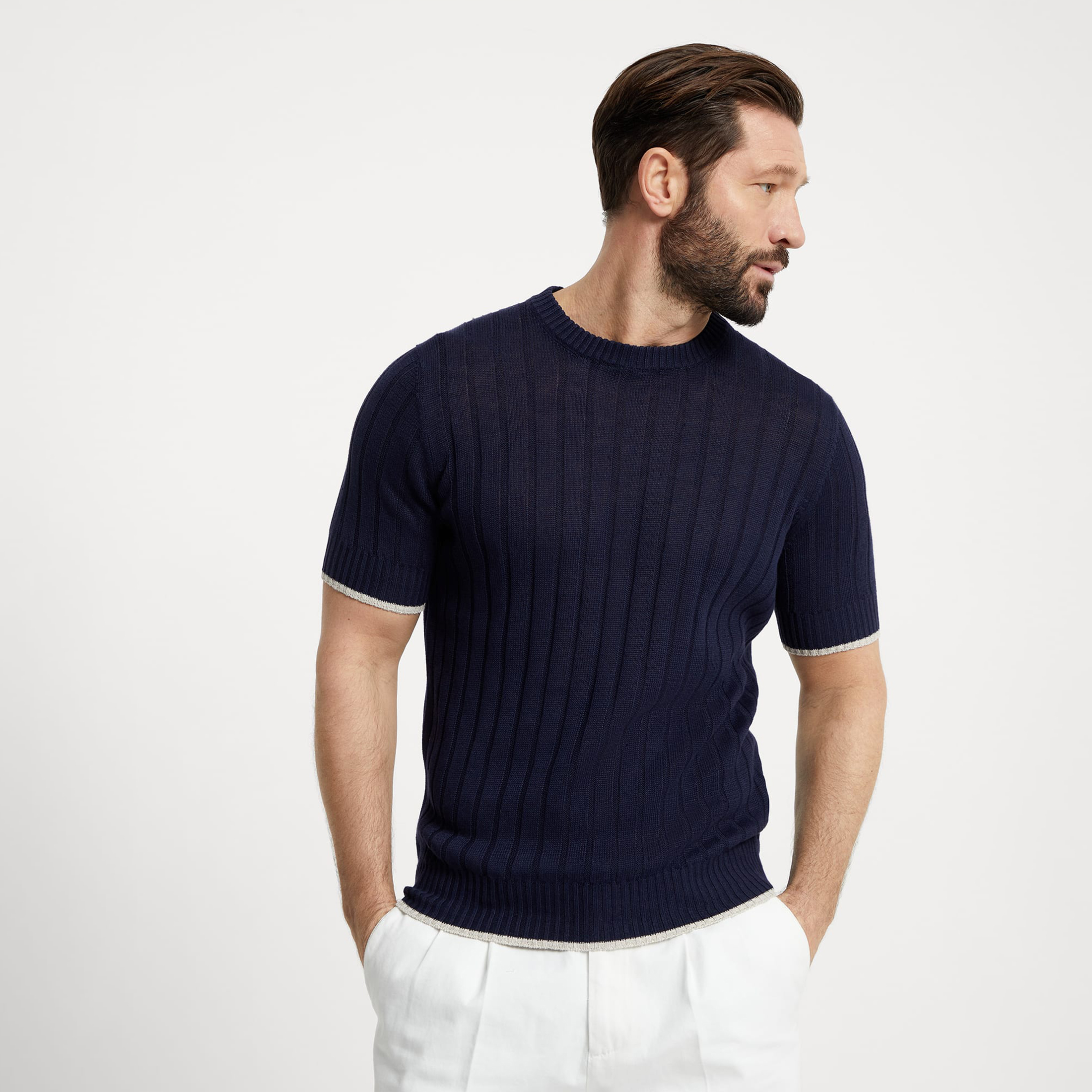 NIGO Brunello Cucinelli Spring And Summer Men's Flat Ribbed Linen And Cotton Knitted T-Shirt Fashion Trend Casual Comfortable Round Neck T-Shirt Ngvp #nigo1348