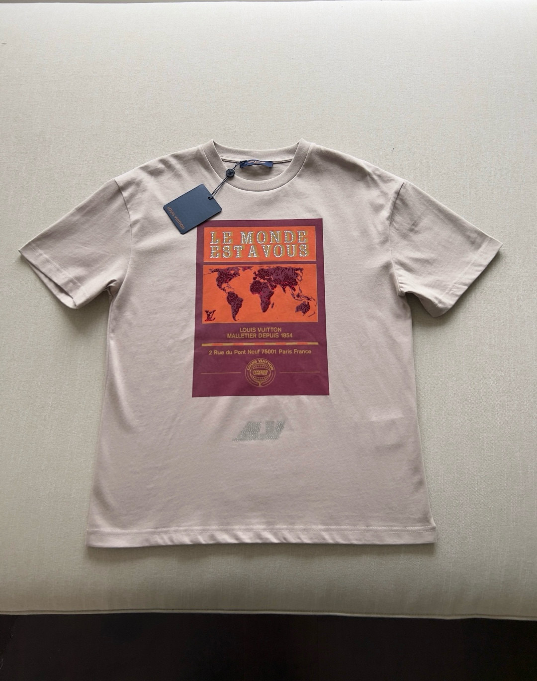 NIGO Louis Vuitton Men's Summer World Map Hot Drill Pattern Printed Cotton Round Neck Short Sleeve T-Shirt #nigo76268