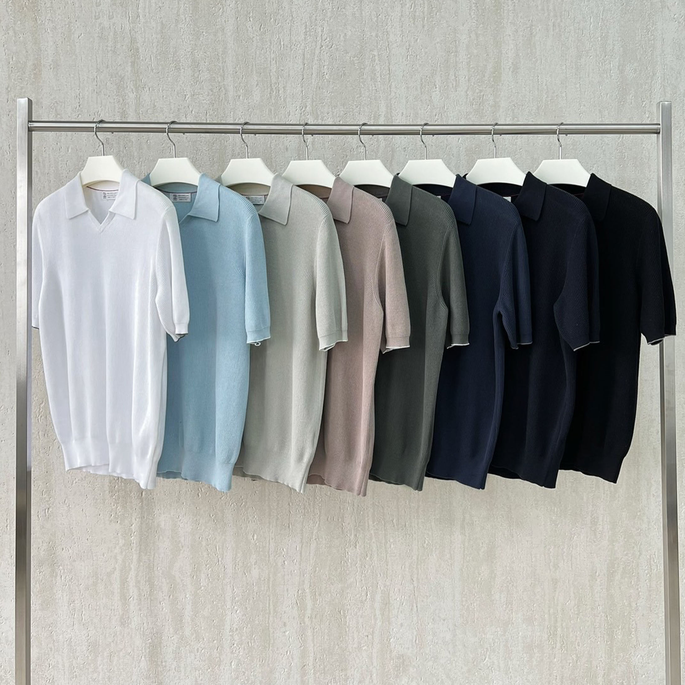 NIGO Brunello Cucinelli Men's Business Casual Spring Summer Cotton British Ribbed Knit Polo Shirt Fashion Trend Casual Comfort Lapel T-Shirt Ngvp #nigo1347