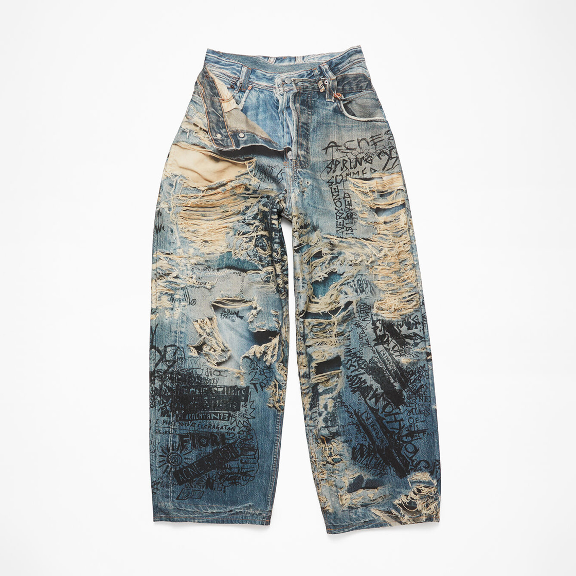 NIGO Acne Studios Men's Four Seasons Printed Hole Torn Solid Color Super Baggy Straight Fit Jeans Ngvp #nigo1413