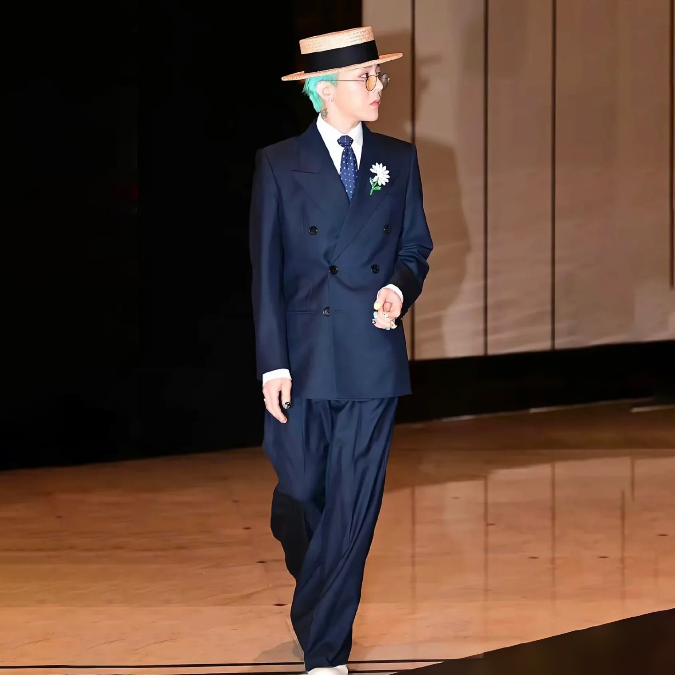 NIGO SAINT LAURENT Gd The Same Navy Double-Breasted Suit Slim Jacket Straight Trousers Pants Spring And Autumn Fashion Casual Senior Sense Suit Set Ngvp #nigo1464