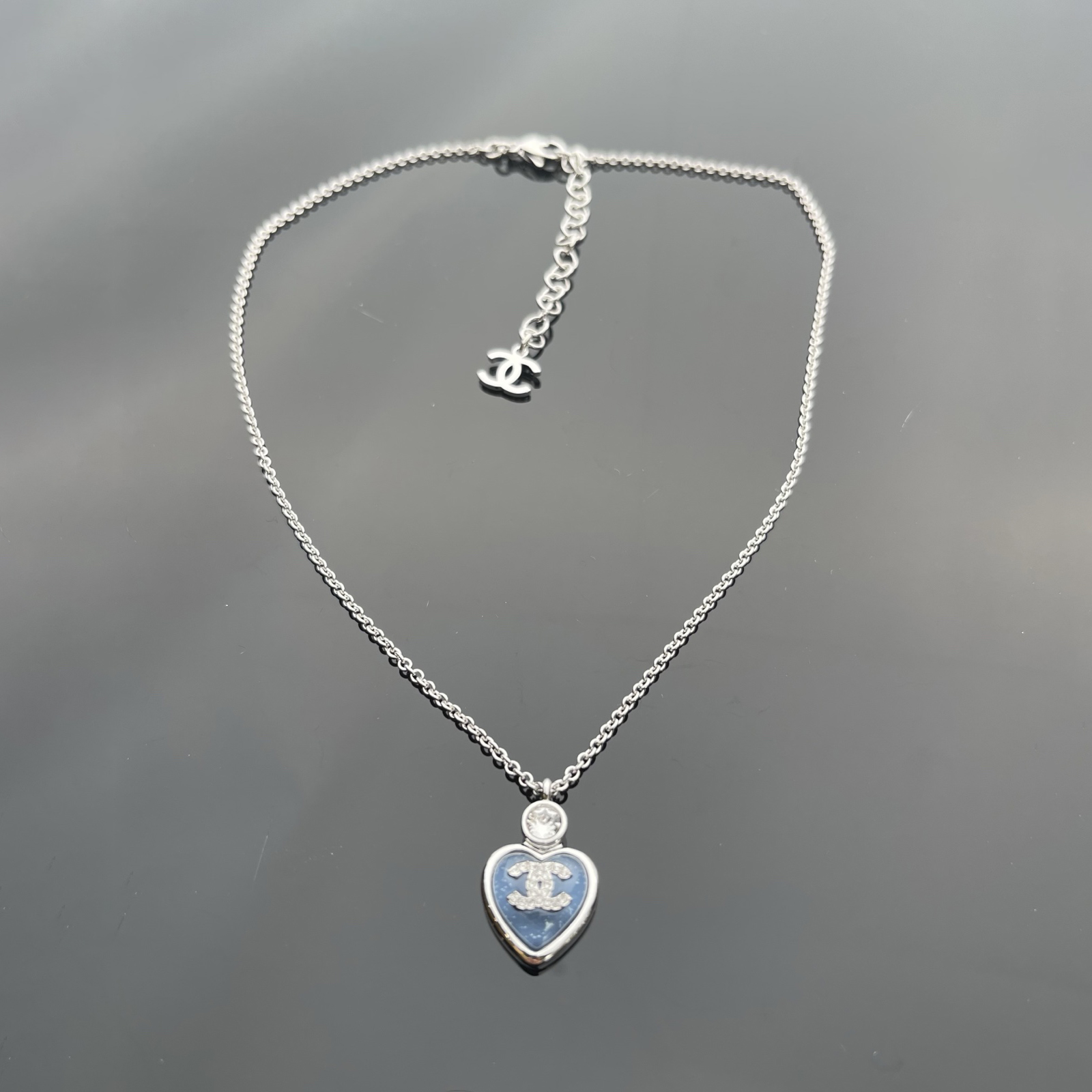 NIGO Chanel Women's Heart Design Pendant Double C with Diamonds Necklace Jewelry #nigo76289