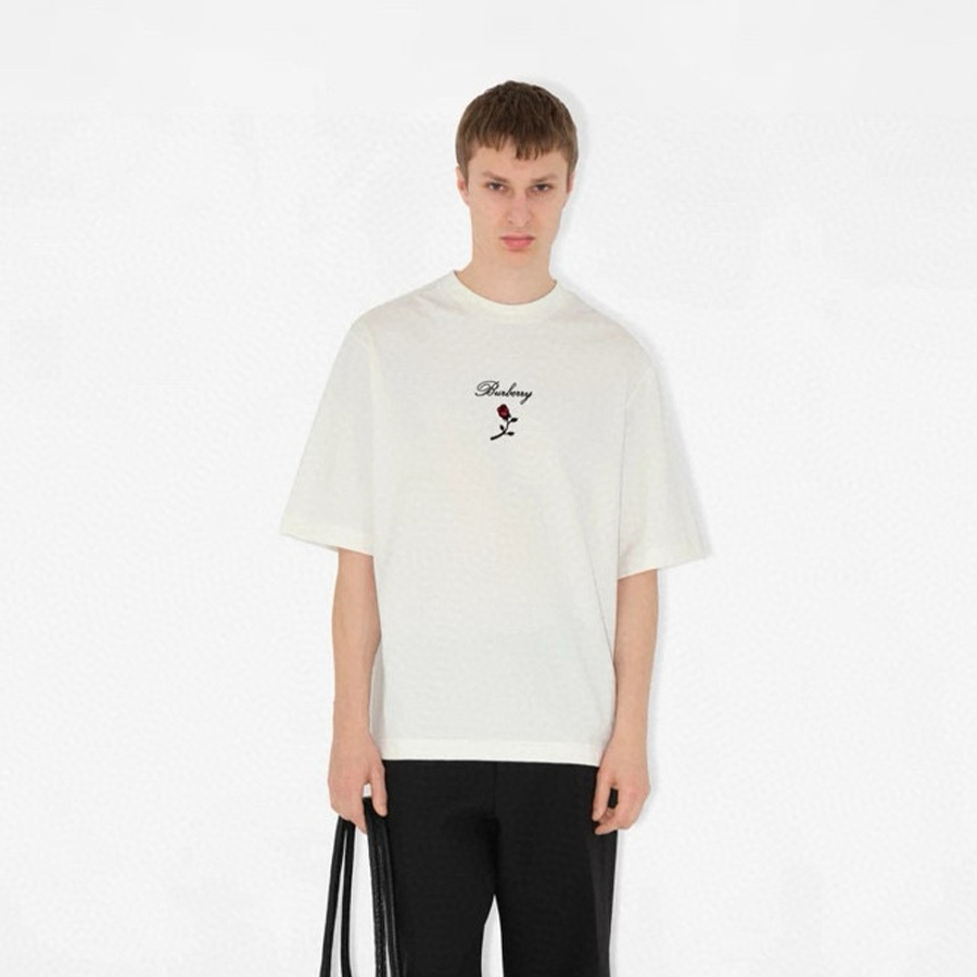 NIGO Burberry Men's Women's Summer Letter Floral Embroidery Cotton Round Neck Solid Color Short Sleeve T-Shirt #nigo76328