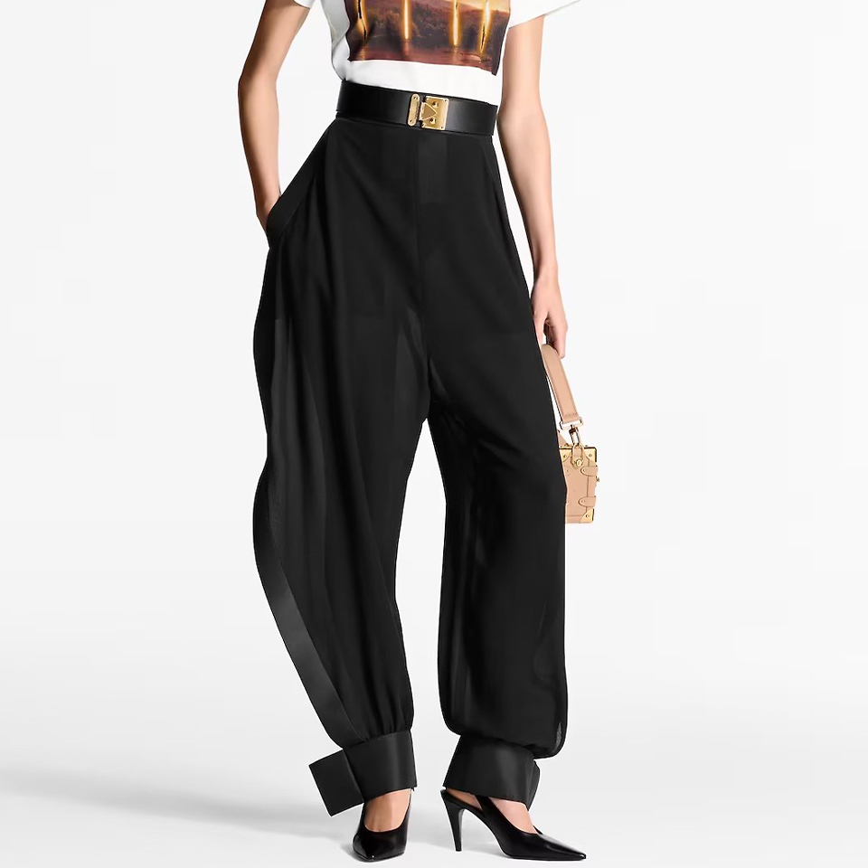 NIGO Louis Vuitton ﻿Women's Four Seasons High Waist Solid Color Casual Loose Sheer Silk Balloon Pants Ngvp #nigo1422