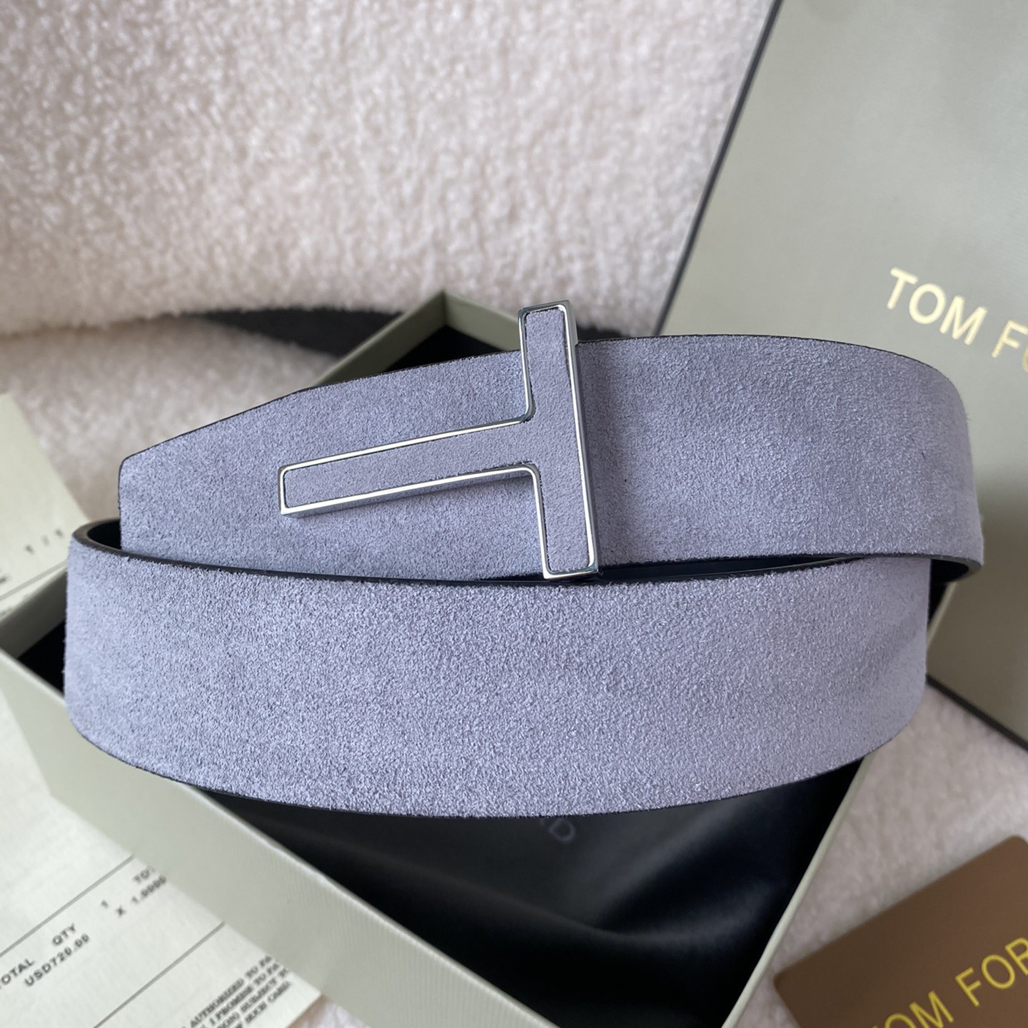 NIGO Tom Ford Men's Solid Color Reversible Calfskin Leather 4.0cm Belt #nigo76311