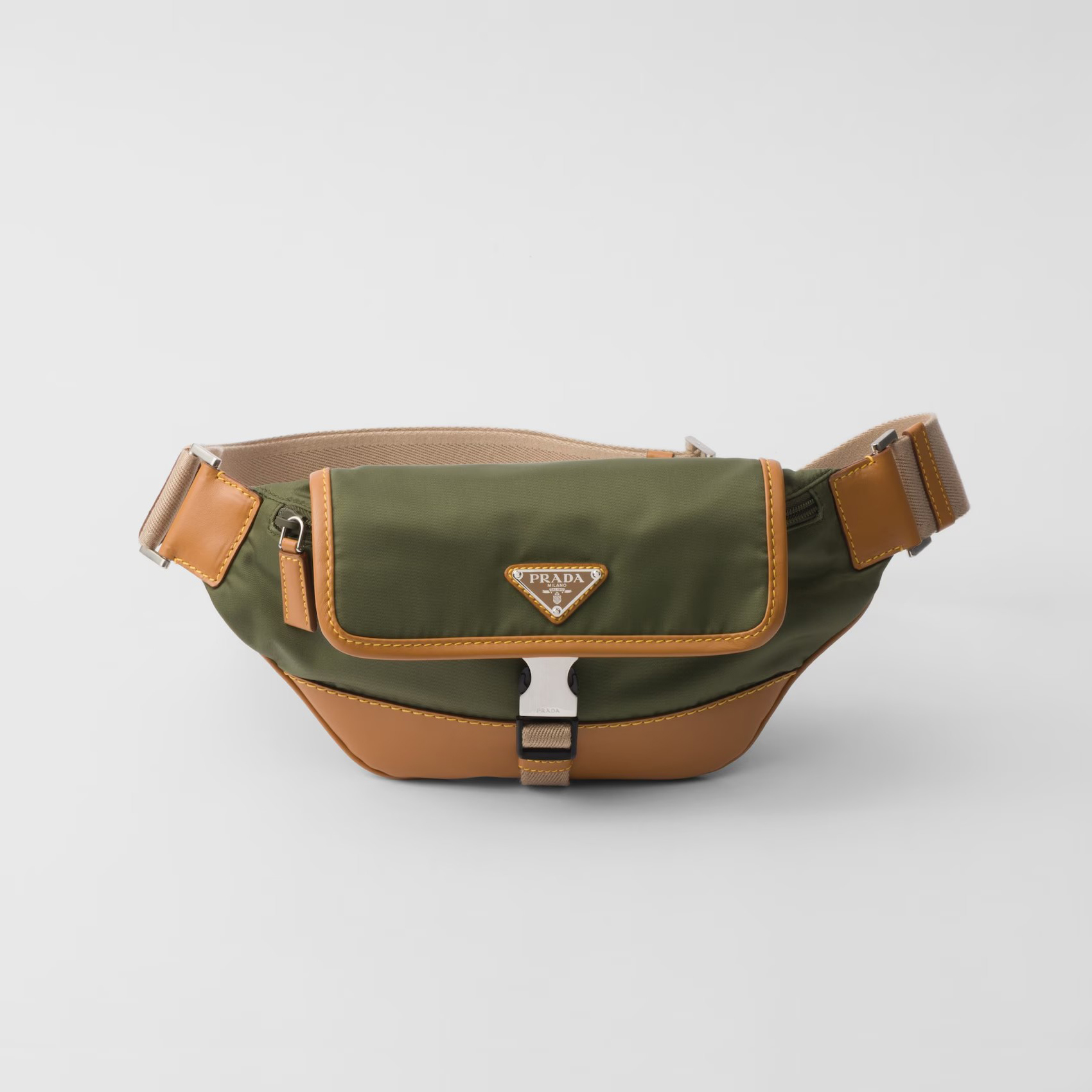 NIGO Prada Men's Enameled Metal Triangle Label Re-Nylon and Leather Shoulder Bag Waist Bags #nigo76294
