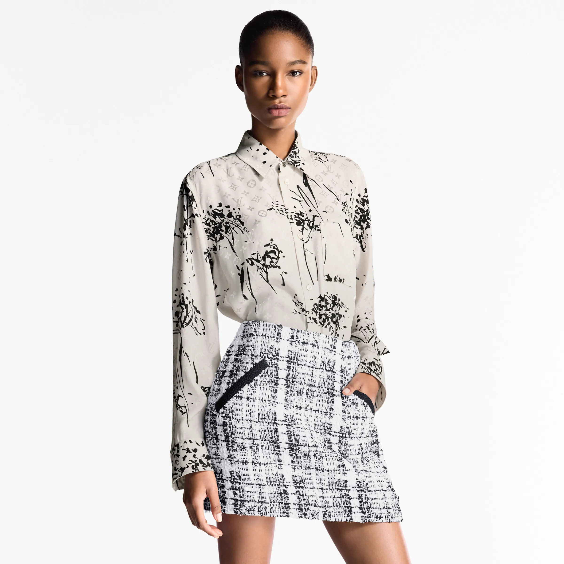 NIGO Louis Vuitton Women's MONOGRAM TREE Mulberry Silk Solid Color Lapel Long Sleeve Shirt Spring Summer Autumn Casual Drawstring Pajama Style Pants #nigo81166