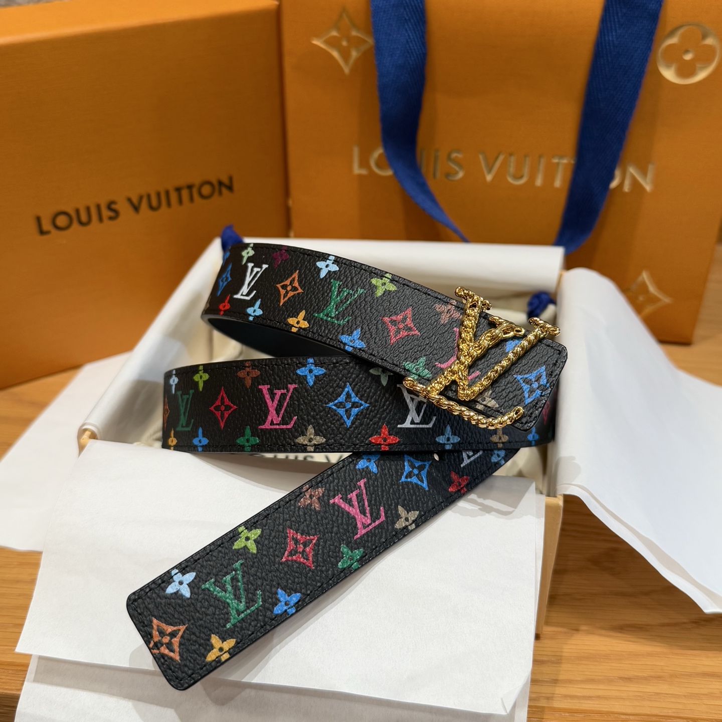 NIGO Louis Vuitton x TM Women's Logo Printed Solid Color Reversible Belt Jewelry Width 3cm  Accessories #nigo76326