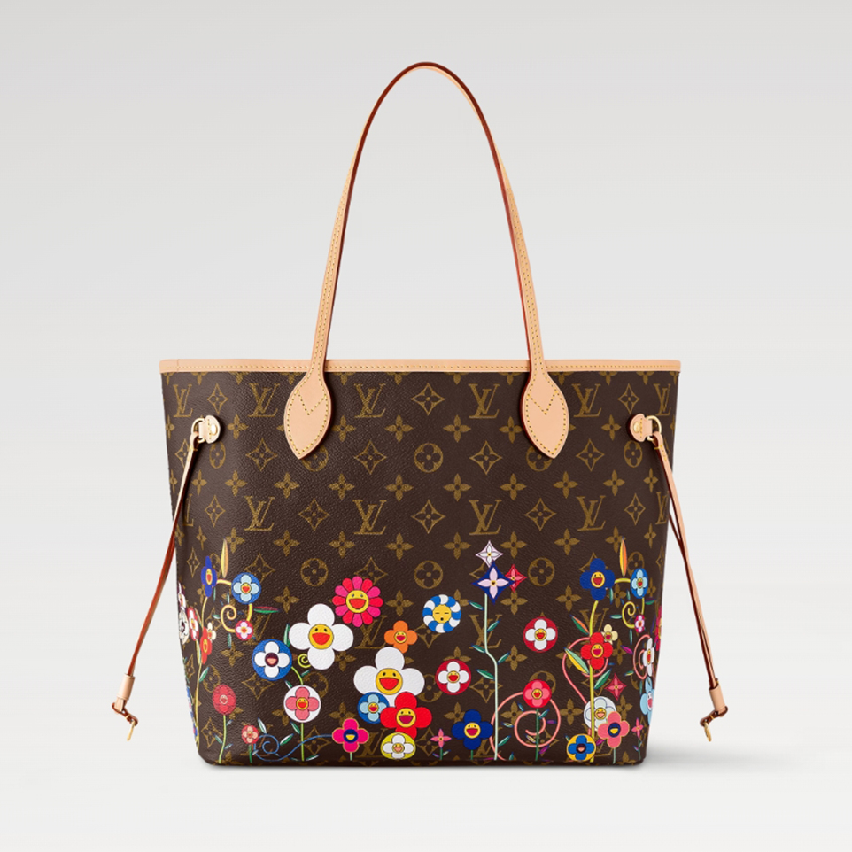NIGO Louis Vuitton LV x TM Neverfull MM Women's Logo Printed Leather Tote Shopping Bag Shoulder Bags M13271 #nigo76323