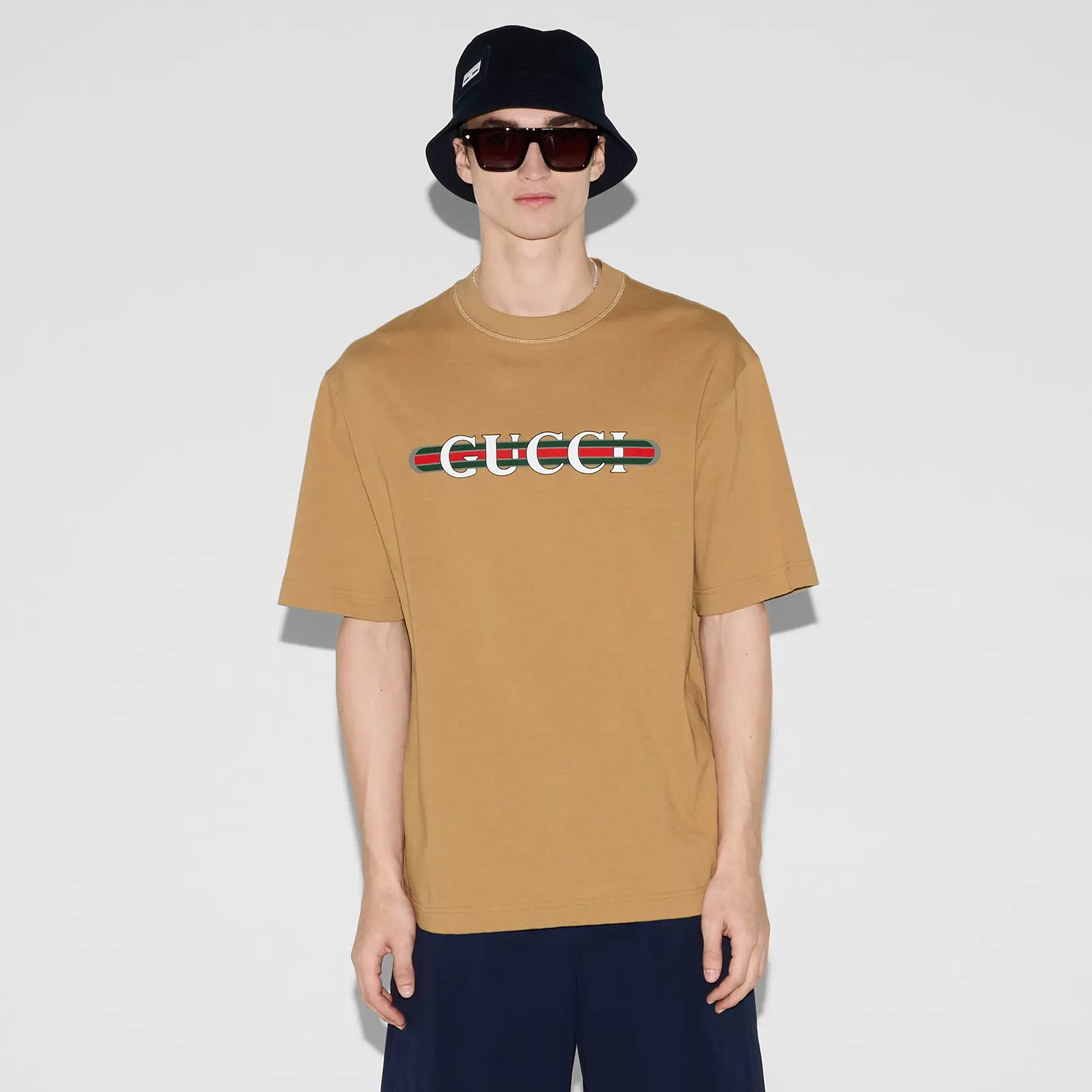 NIGO Gucci Men's Summer Solid Color Letter Print Round Neck Drop Shoulder Short Sleeve T-shirt #nigo76313