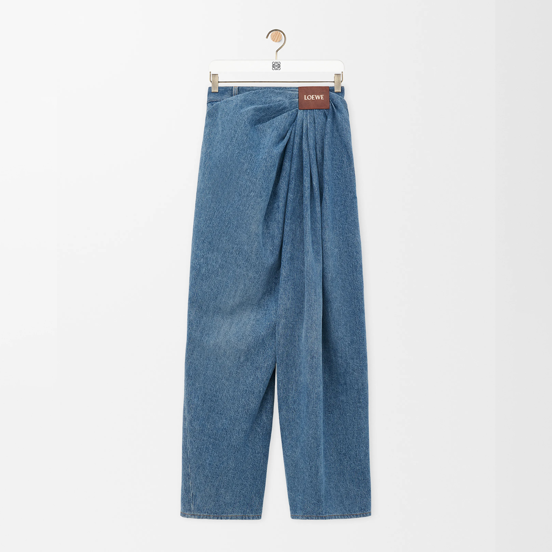 NIGO Loewe Women's Tannin Draped Jeans Spring And Summer Fashion Pants Logo High-Waisted Pleated Wide-Leg Denim Trousers #nigo76334