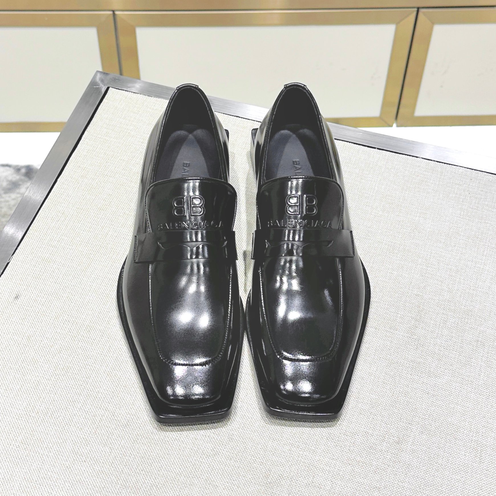 NIGO Balenciaga Men's Spring and Autumn Square Toe Solid Color Cowhide Loafers Shoes #nigo76293