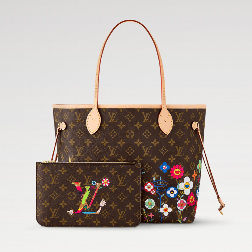NIGO Louis Vuitton LV x TM Neverfull MM Women's Logo Printed Leather Tote Shopping Bag Shoulder Bags M13271 #nigo76323