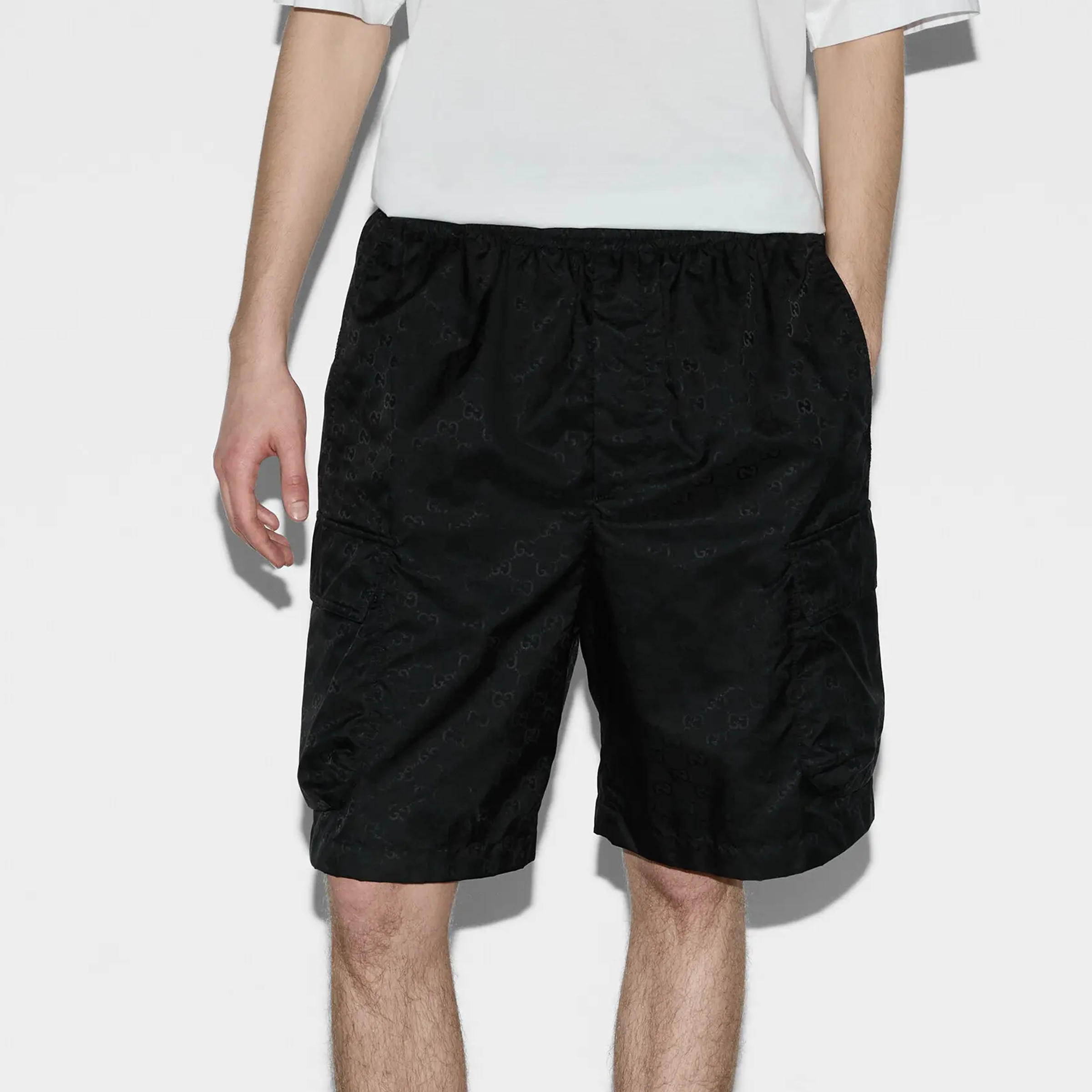 NIGO Gucci Men's Lightweight GG Nylon Jacquard Pocket Solid Color Summer Casual Elastic Shorts #nigo76321