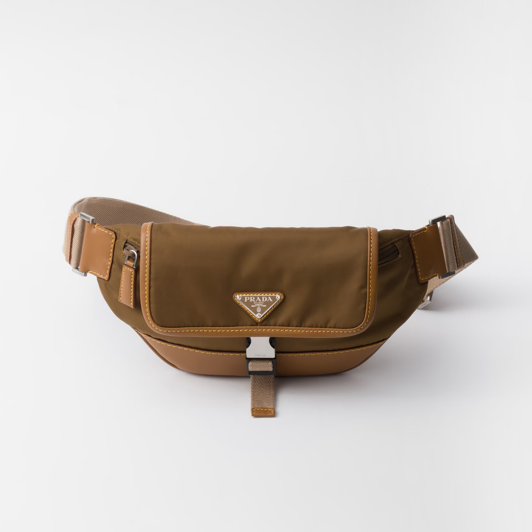 NIGO Prada Men's Enameled Metal Triangle Label Re-Nylon and Leather Shoulder Bag Waist Bags #nigo76294