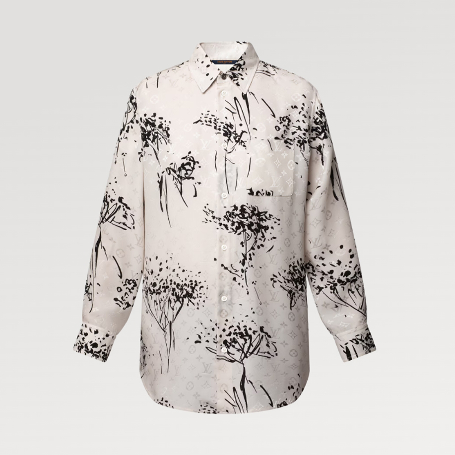 NIGO Louis Vuitton Women's MONOGRAM TREE Mulberry Silk Solid Color Lapel Long Sleeve Shirt Spring Summer Autumn Casual Drawstring Pajama Style Pants #nigo81166