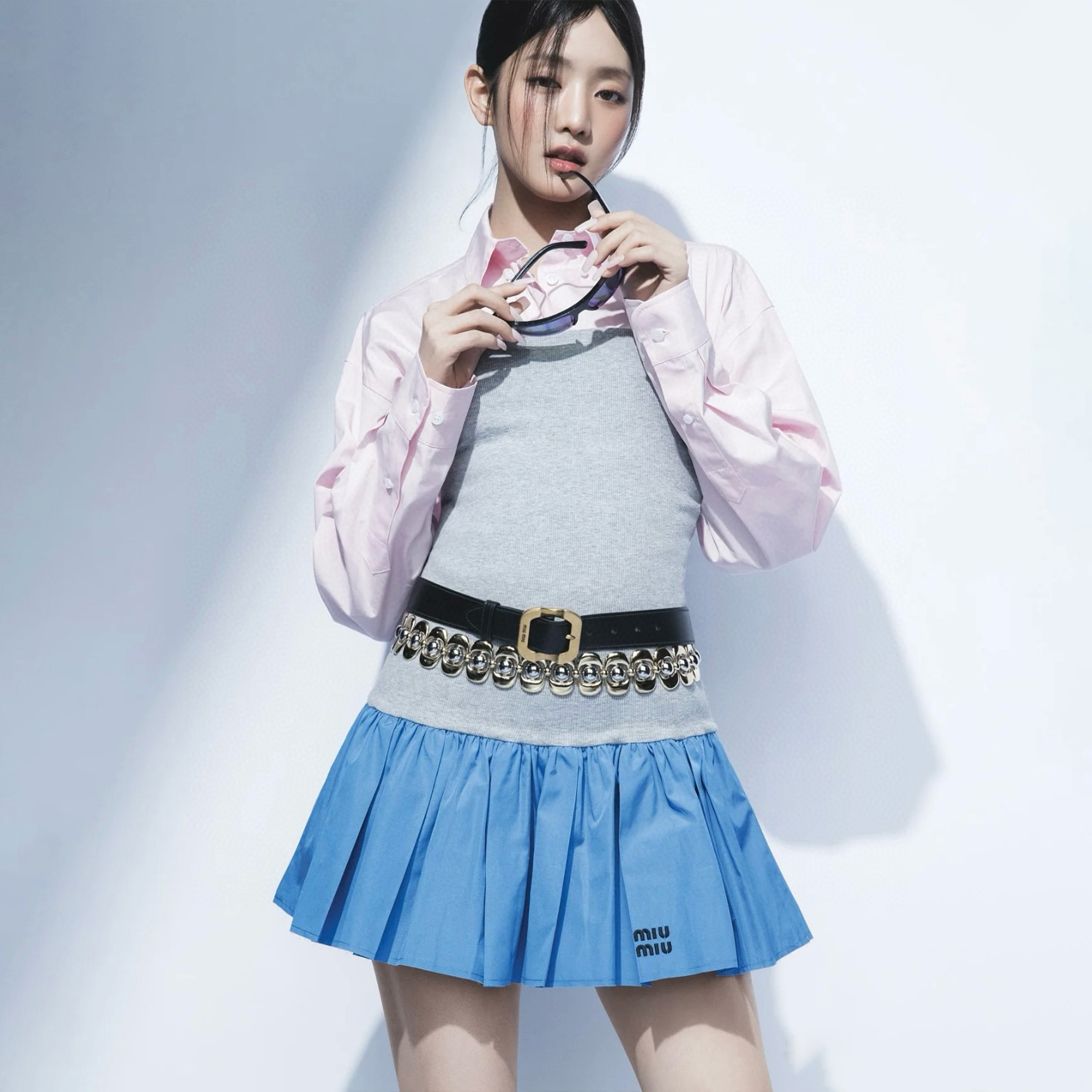 NIGO MiuMiu Women's Spring And Summer New Logo Colour Blocking Long-Sleeved T-Shirt Dress Fashionable Versatile Bustier Short Mini Dress Tops #nigo76336