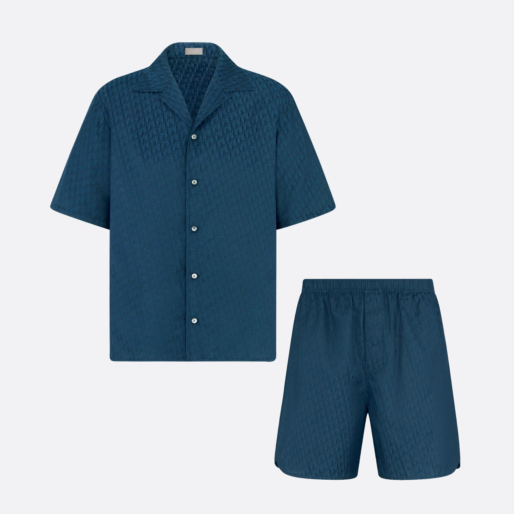 NIGO Dior Men's Summer Solid Color Letter Printed V-Neck Single Breasted Short Sleeve Shirt Elastic Waist Shorts Pants Set Suit #nigo76295