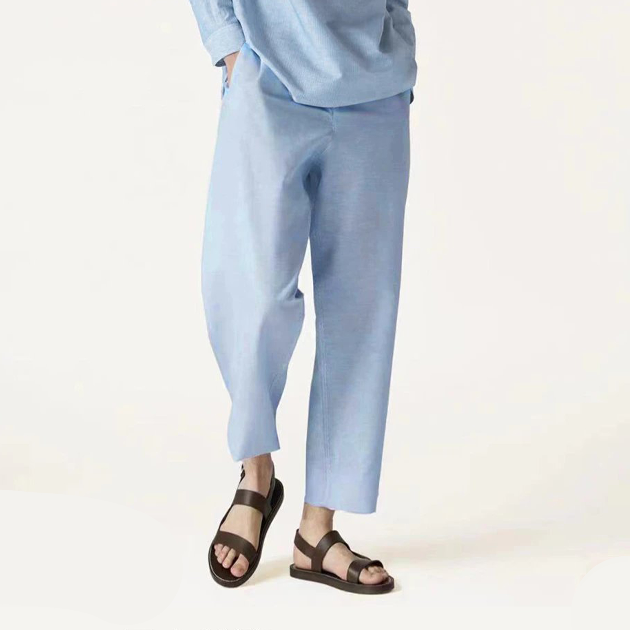 NIGO Loro Piana Men's Spring And Summer Solid Colour Drawstring Fashion Pants Loose Straight Comfortable Cotton Thin Suit Trousers Ngvp #nigo1472