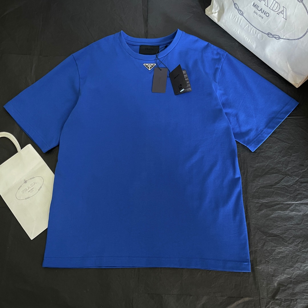 NIGO Prada Men's Summer Solid Color Triangle Logo Logo Round Neck Cotton Short Sleeve T-Shirt #nigo76348