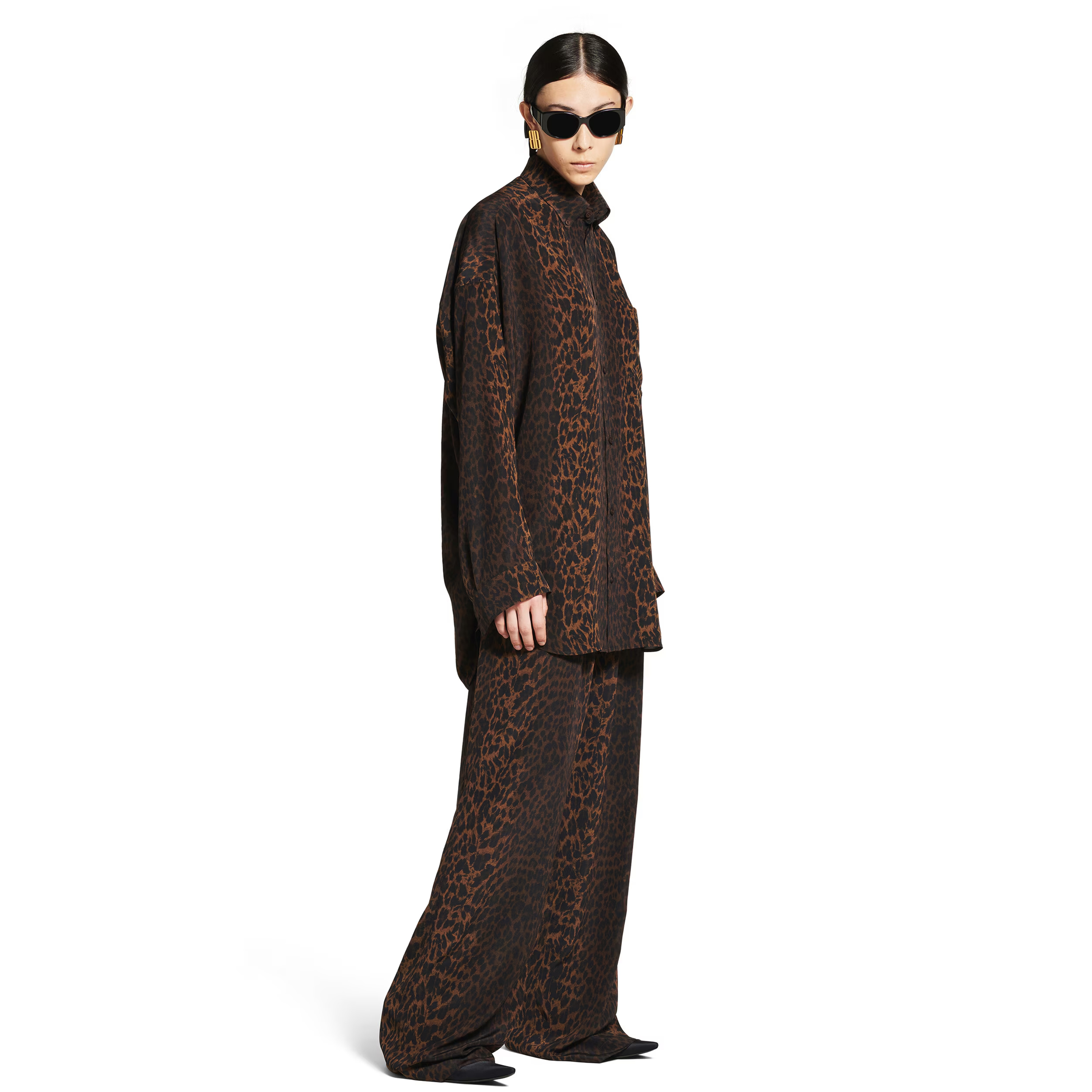 NIGO Balenciaga Women's Leopard Single-Breasted Loose Long-Sleeved Shirt Spring And Autumn Casual Silk Solid Color Pajama Pants Ngvp #nigo1426