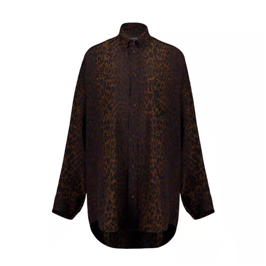 NIGO Balenciaga Women's Leopard Single-Breasted Loose Long-Sleeved Shirt Spring And Autumn Casual Silk Solid Color Pajama Pants Ngvp #nigo1426