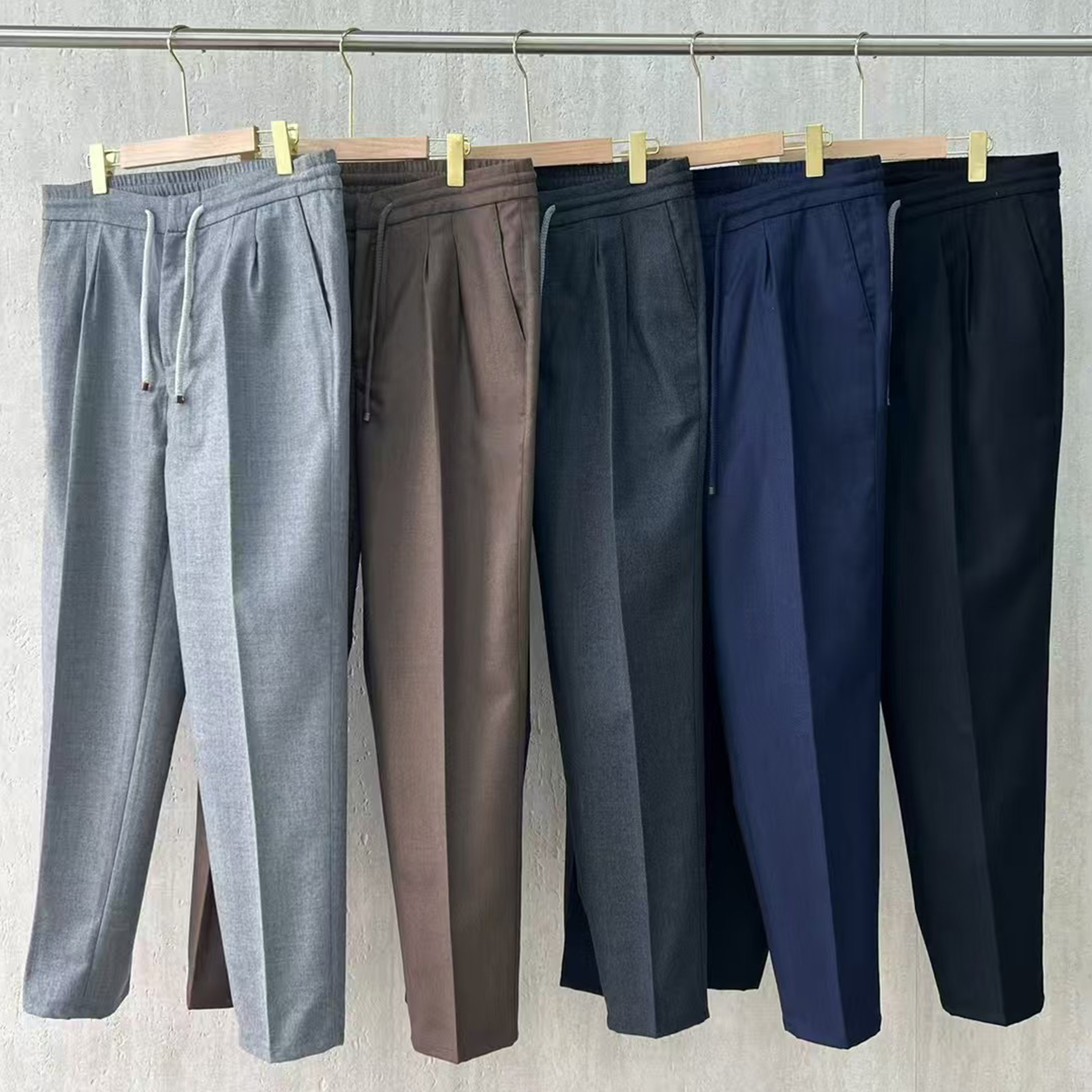 NIGO Brunello Cucinelli Men's Spring And Autumn Casual Drawstring Pants Fashion Trousers Loose Straight Comfortable Cotton Thin Trousers Ngvp #nigo1469