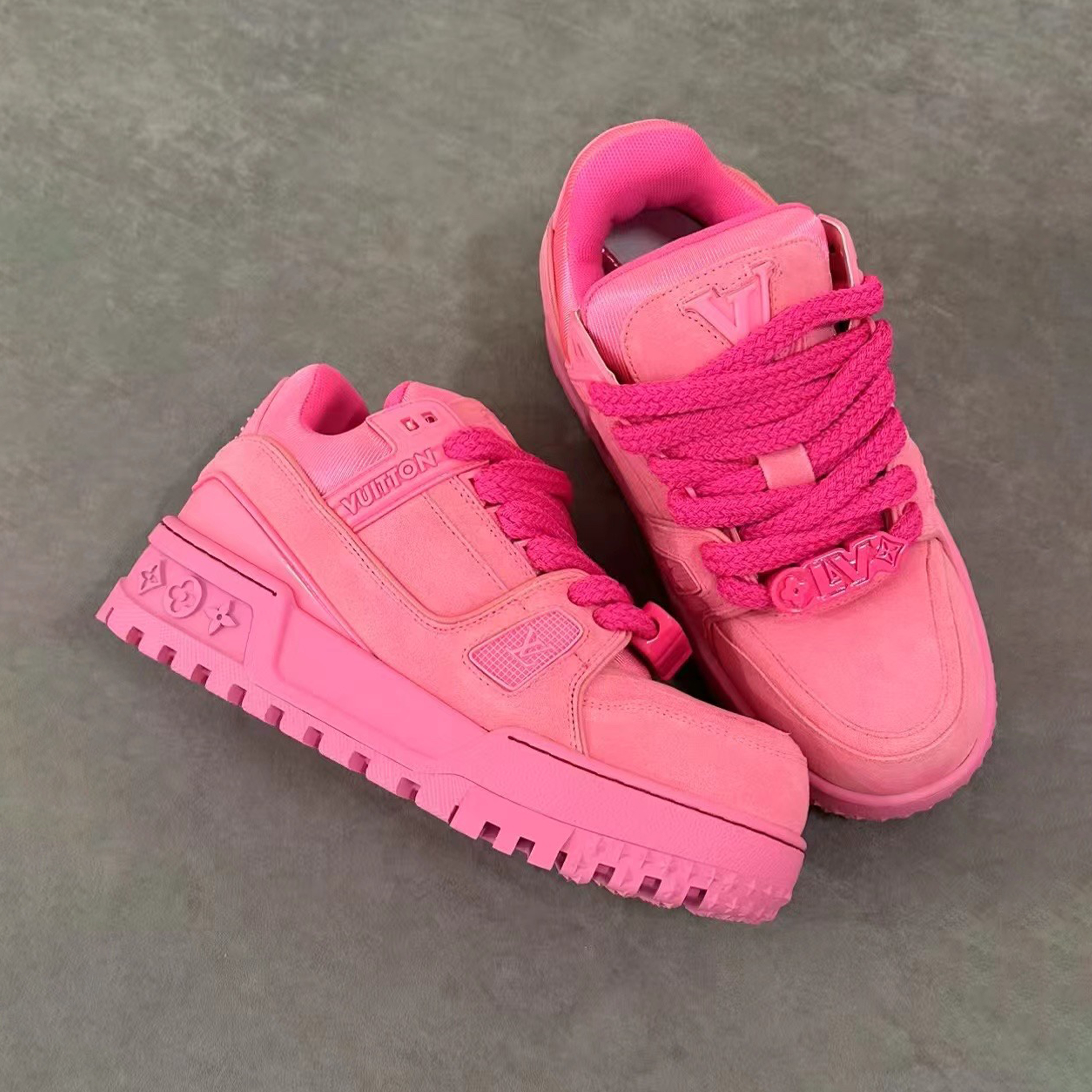 NIGO Louis Vuitton LV Trainer Maxi  Men's Women‘s Colour Blocking Patchwork Leather Lace-Up Low Top Board Shoes Fashion Thick Laces Comfortable Sports Running Shoes #nigo76341