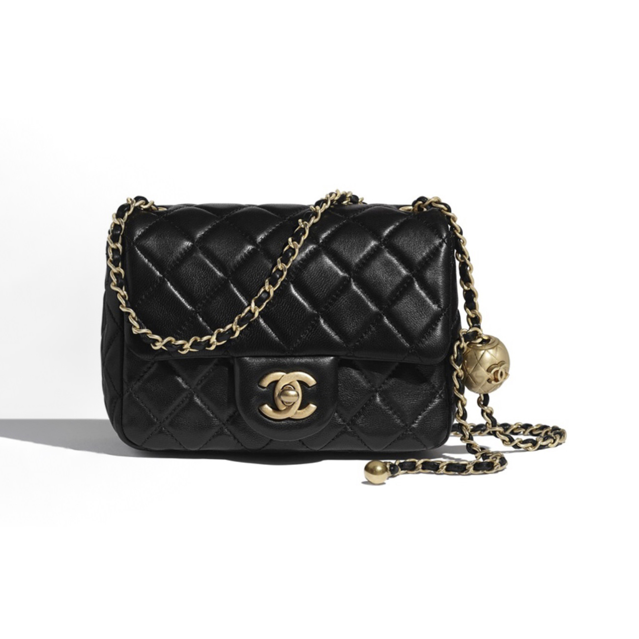 NIGO Chanel Women's Adjustable Shoulder Strap Diamond Pattern Gold Buckle Chain Gold Ball Solid Color Leather Crossbody Shoulder Bag Bags #nigo76352