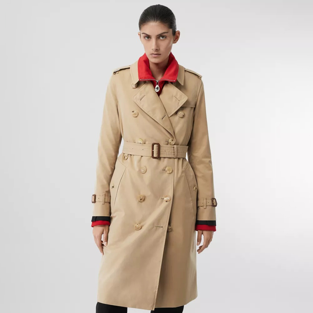 NIGO Burberry Heritage Trench Women's Spring And Fall Solid Color Double Breasted Long Corseted Trench Coat Jacket #nigo76357
