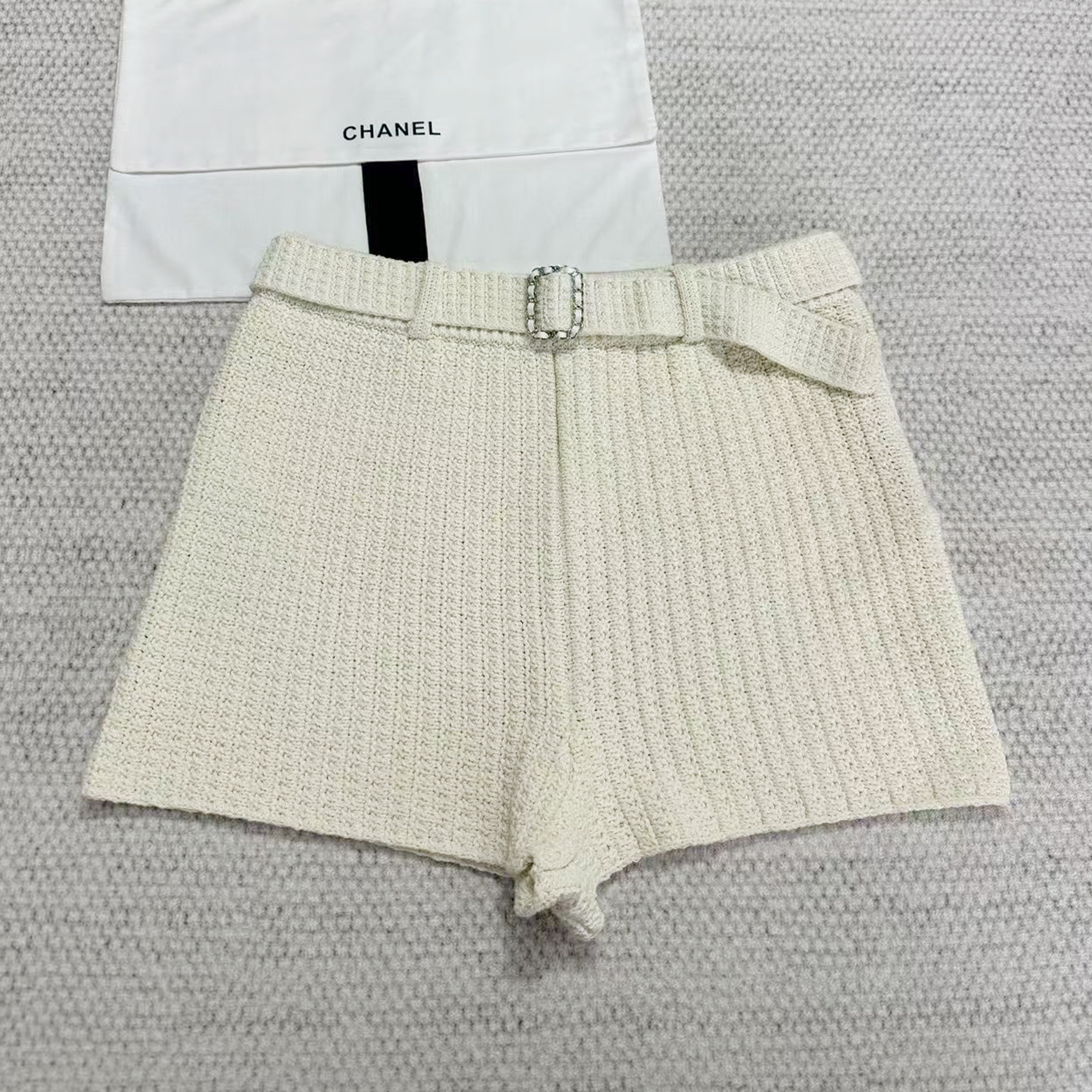 NIGO Chanel Women's Solid Color Spring & Autumn Casual Cotton Fitted Knit Belted Shorts Ngvp #nigo1431