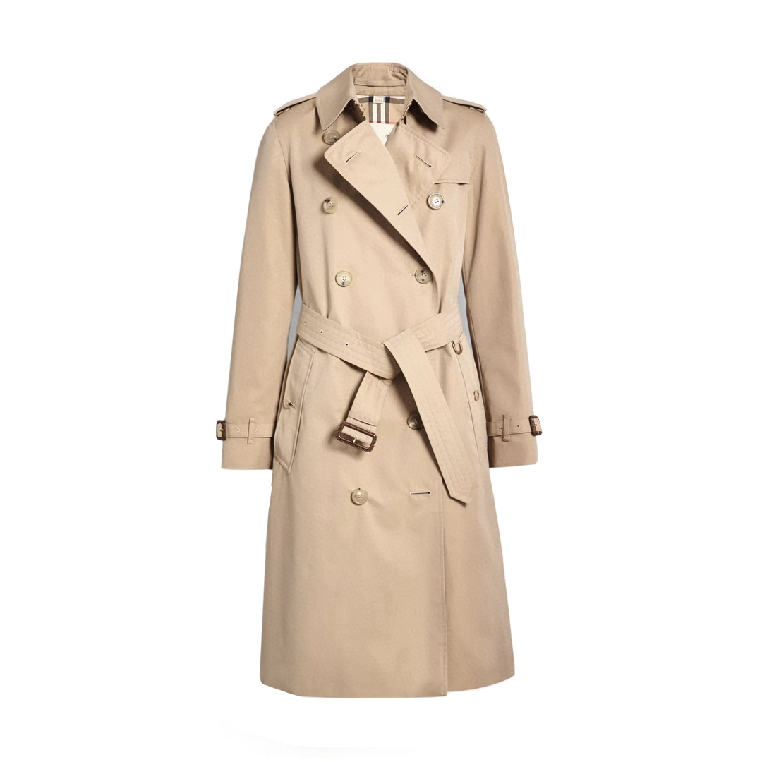 NIGO Burberry Heritage Trench Women's Spring And Fall Solid Color Double Breasted Long Corseted Trench Coat Jacket #nigo76357