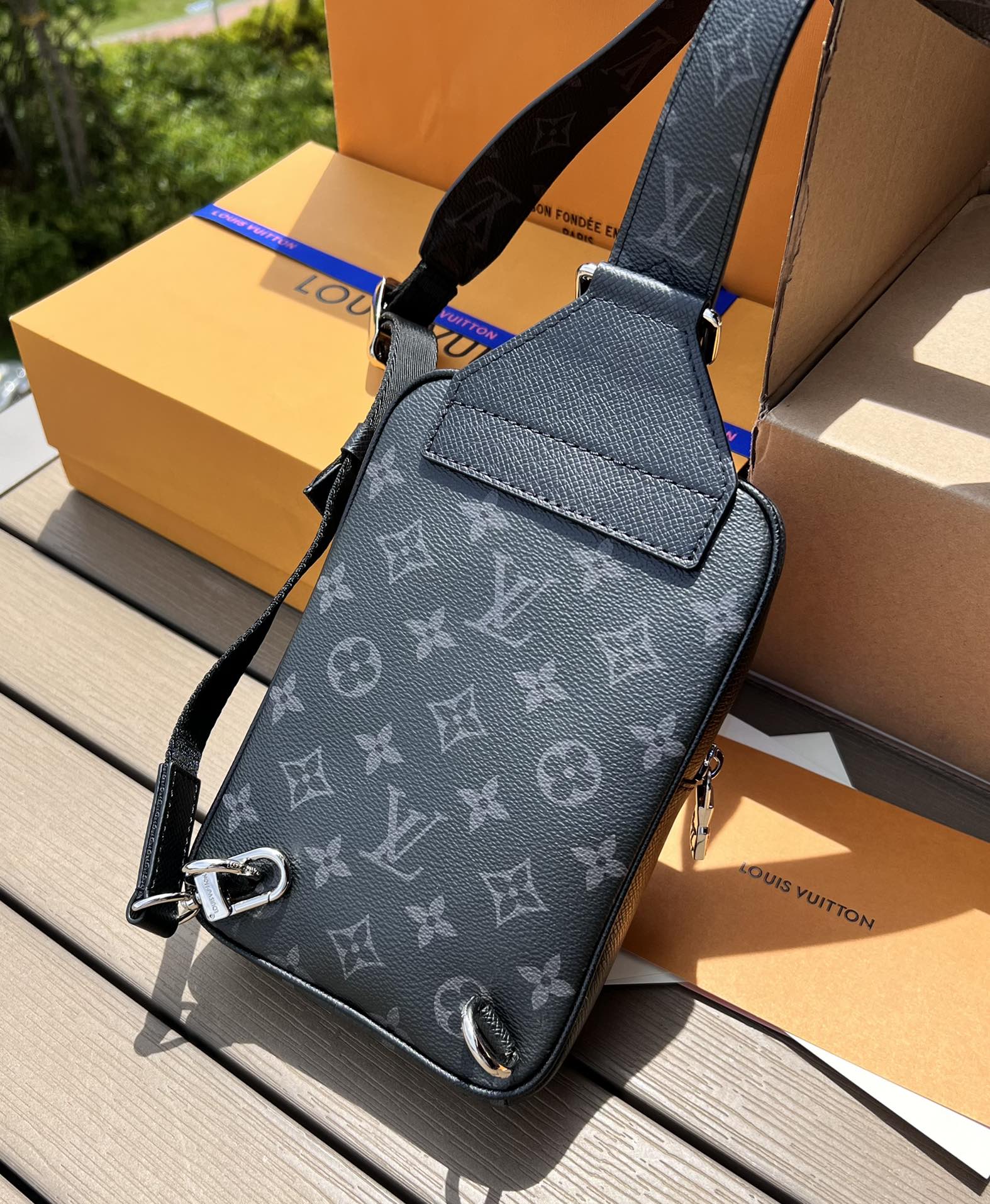 NIGO Louis Vuitton Outdoor Men's Black Adjustable Shoulder Strap Zipper Canvas Quilted Leather Monogrammed Shoulder Crossbody Bag Bags #nigo76358