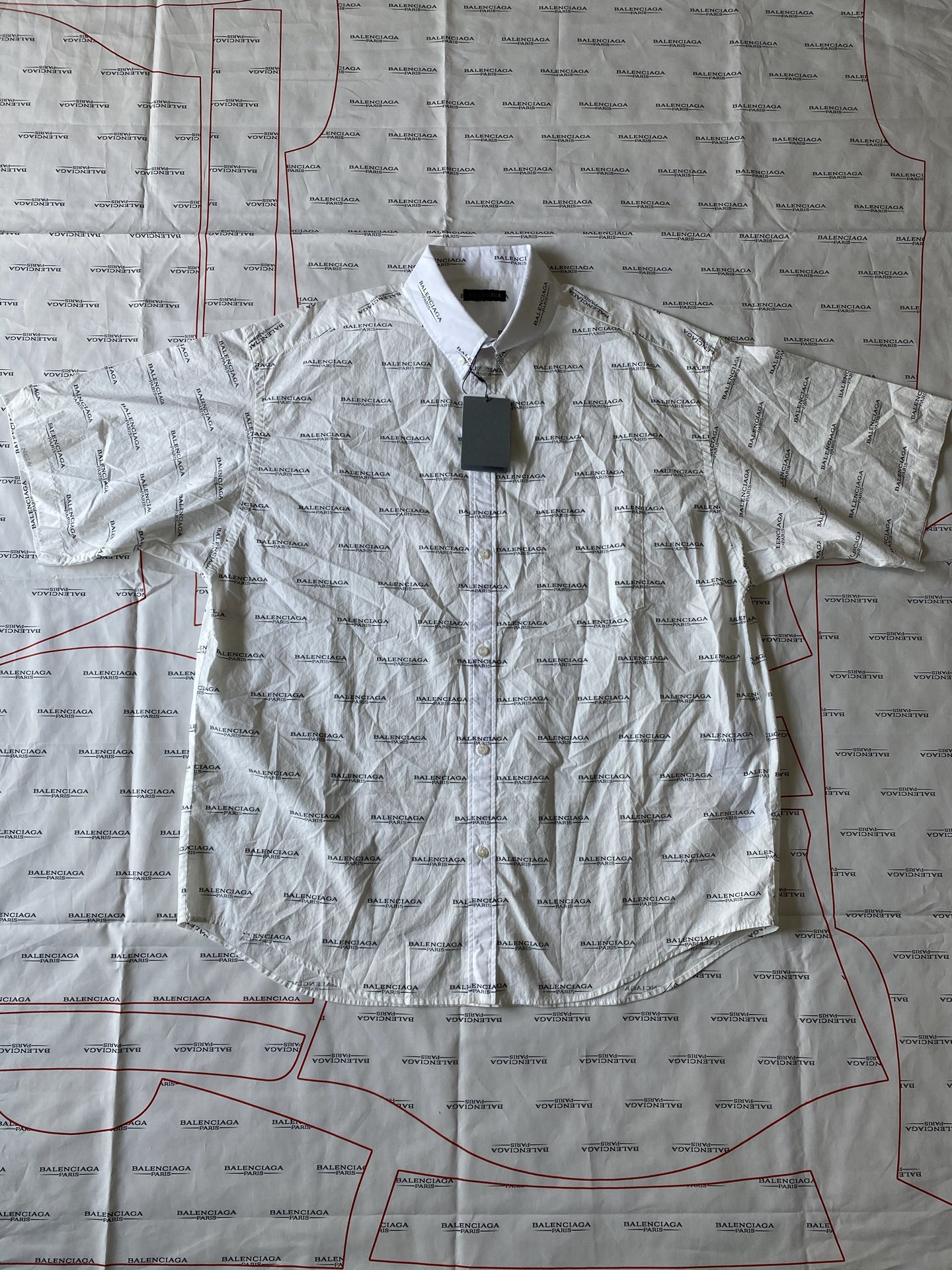 NIGO Balenciaga Men's Summer Solid Color Letter Print Single Breasted Short Sleeve Shirt #nigo76361