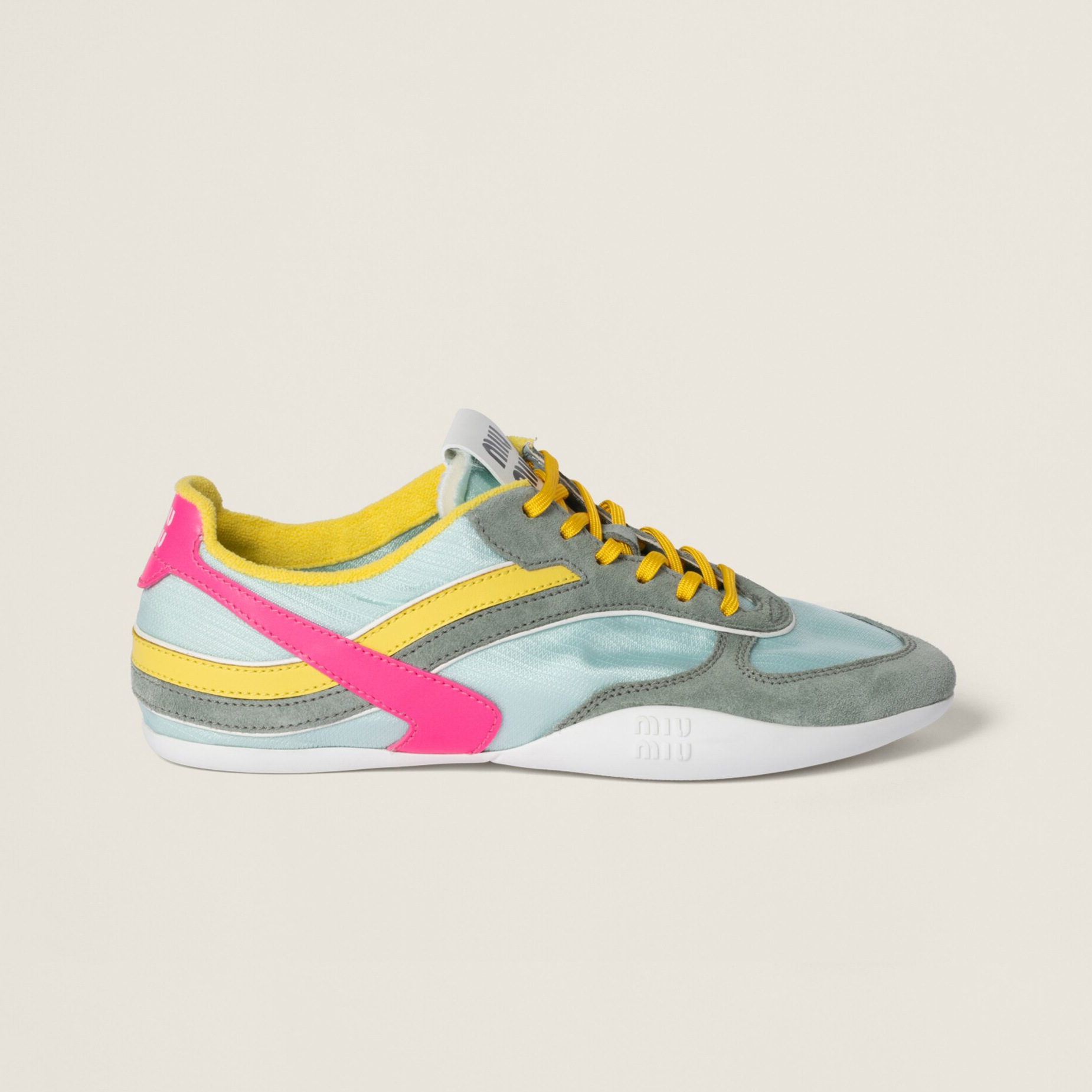 NIGO MiuMiu Women's Four Seasons Colorblock Gymnasium Tech Fabric Fabric and Suede Leather Low Top Lace-Up Sneakers Shoes #nigo76373
