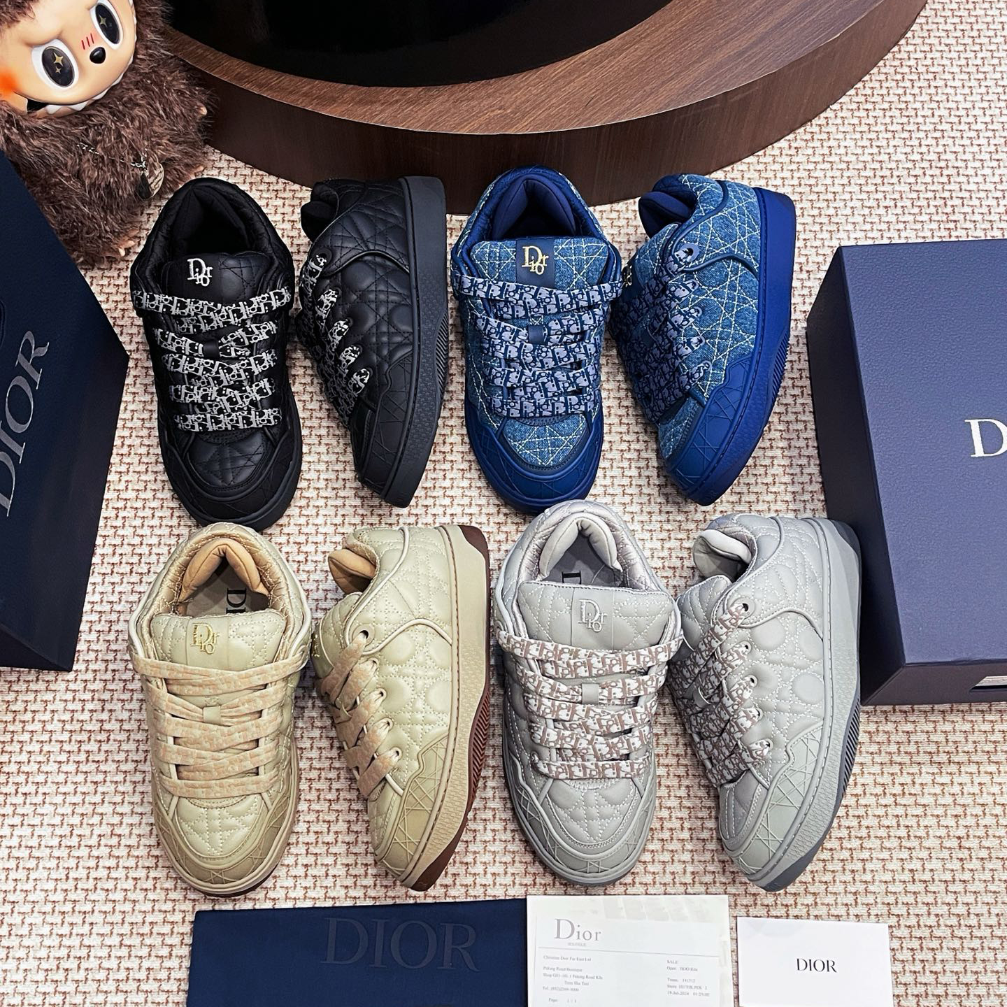 NIGO Dior B9S Men's Mesh Fabric Round Toe Thick Sole Lace Up Low Top Leather Casual Board Shoes #nigo76362