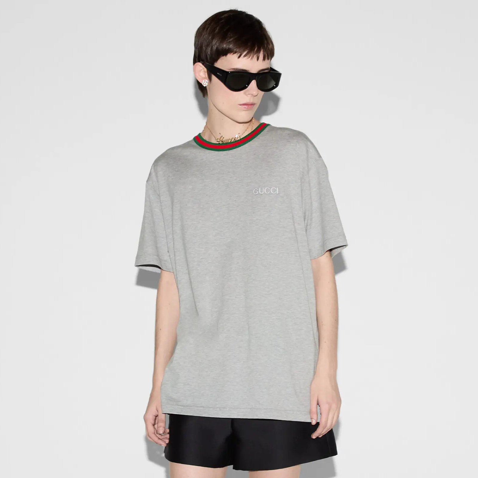 NIGO Gucci Women's Summer Red and Green Round Neck Embroidery Printed Loose Drop Shoulder Short Sleeve T-Shirt #nigo76381