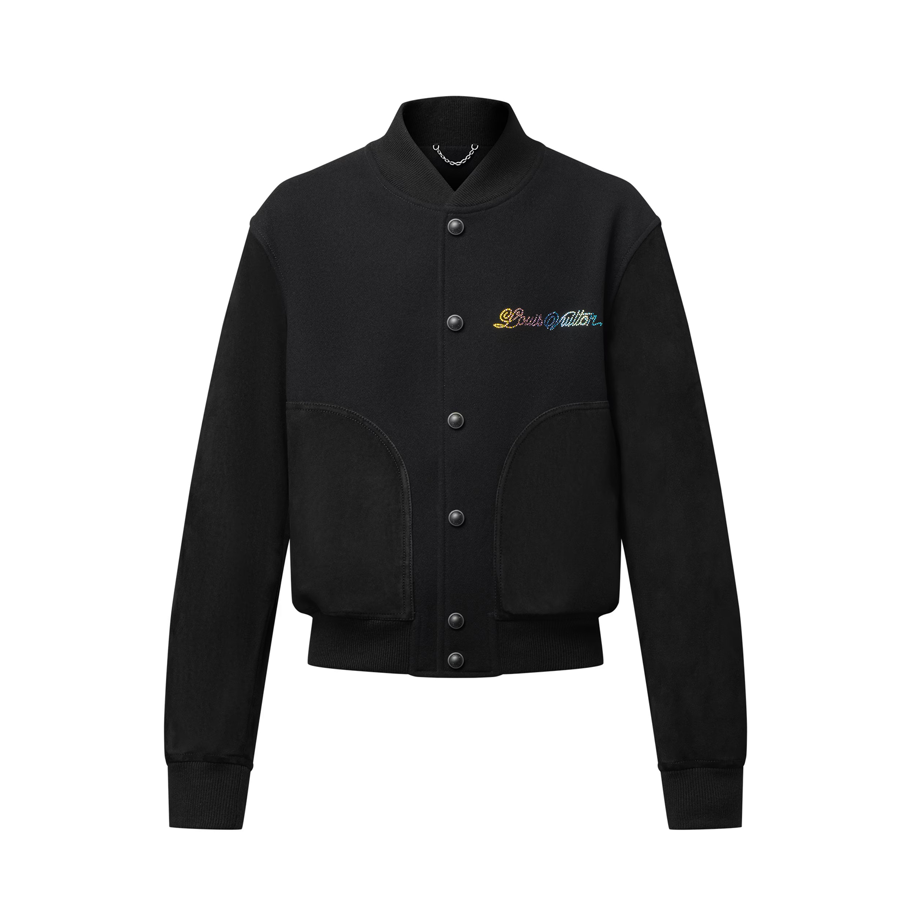 NIGO Louis Vuitton Men's Spring And Fall Solid Color Mixed Leather Single Breasted Drawstring Baseball Jacket #nigo76378