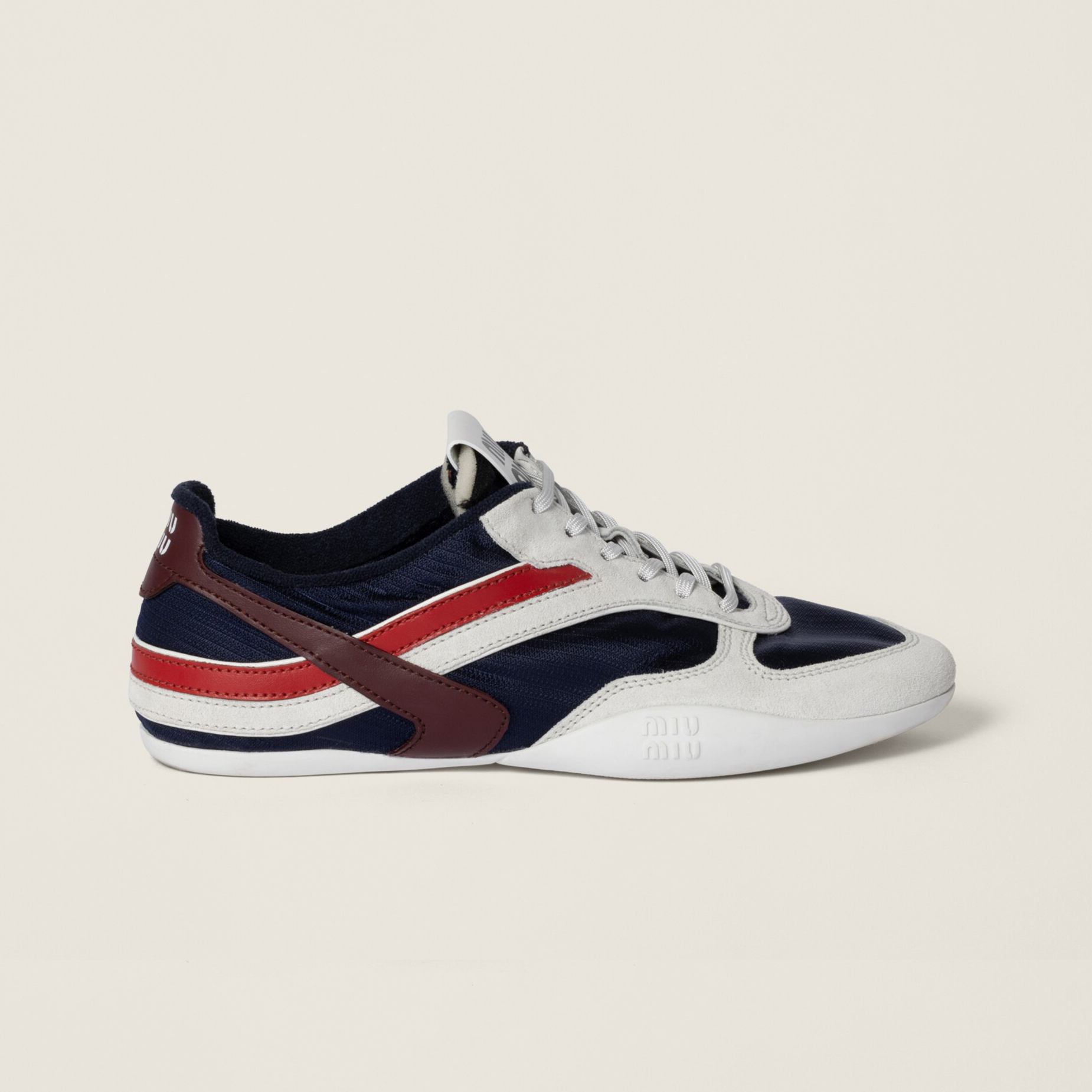 NIGO MiuMiu Women's Four Seasons Colorblock Gymnasium Tech Fabric Fabric and Suede Leather Low Top Lace-Up Sneakers Shoes #nigo76373