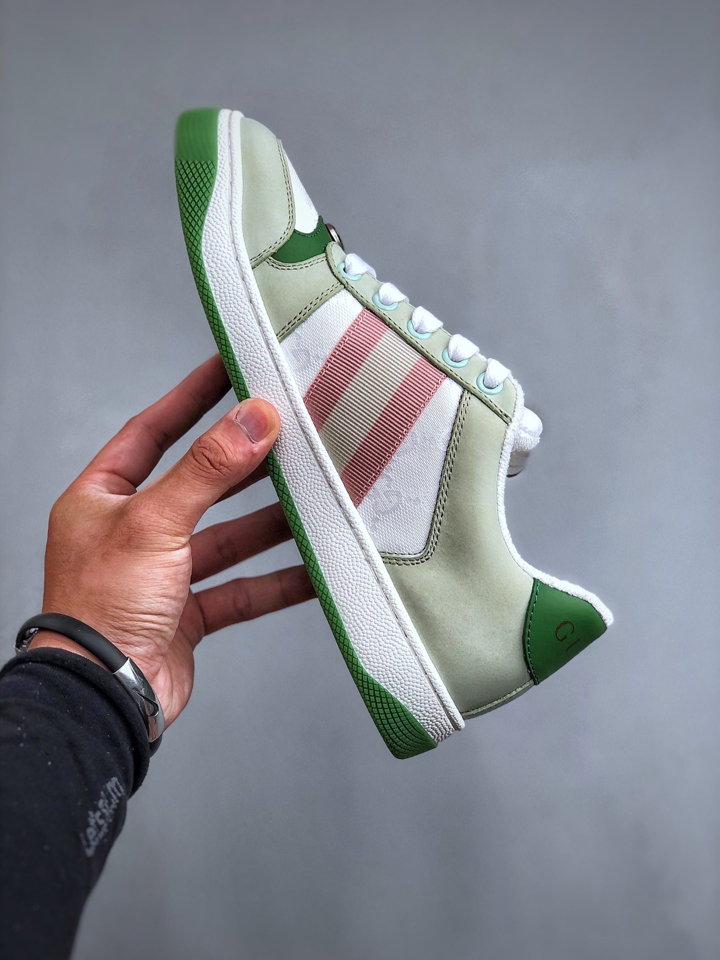 NIGO Gucci Women's Round Toe Comfort Screener Collection Embellished Webbing Thick Sole Low Top Sneakers Shoes #nigo76363