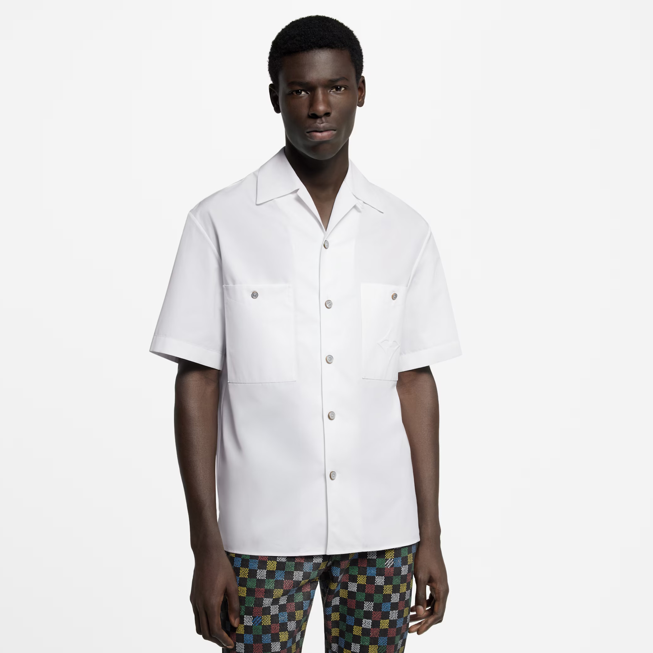 NIGO Louis Vuitton Men's Spring/Summer Solid Color Single-Breasted Logo Printed Short Sleeve Shirt #nigo76375