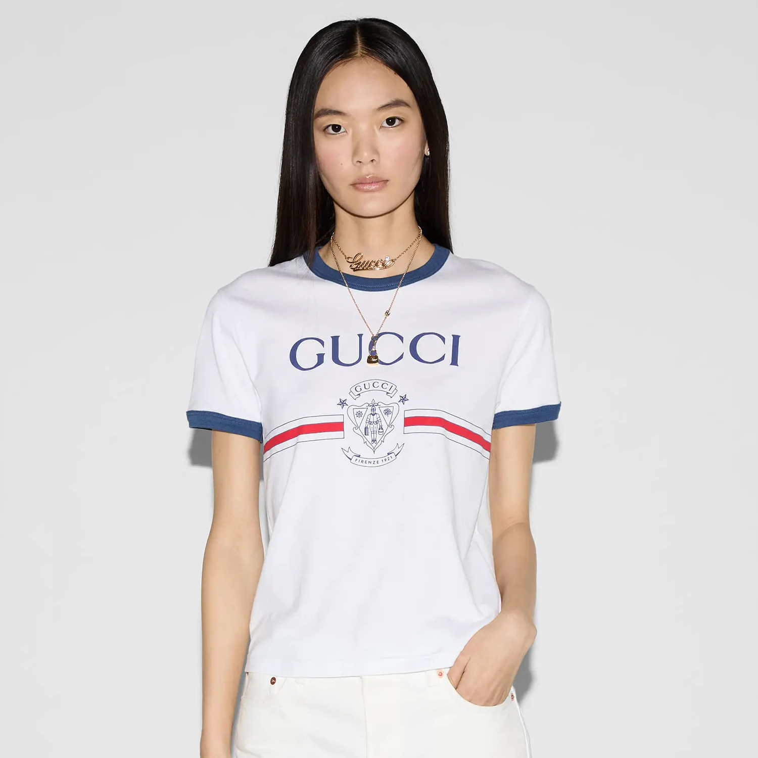 NIGO Gucci Women's Summer Monogram Printed Round Neck Cotton Short Sleeve T-Shirt #nigo76383